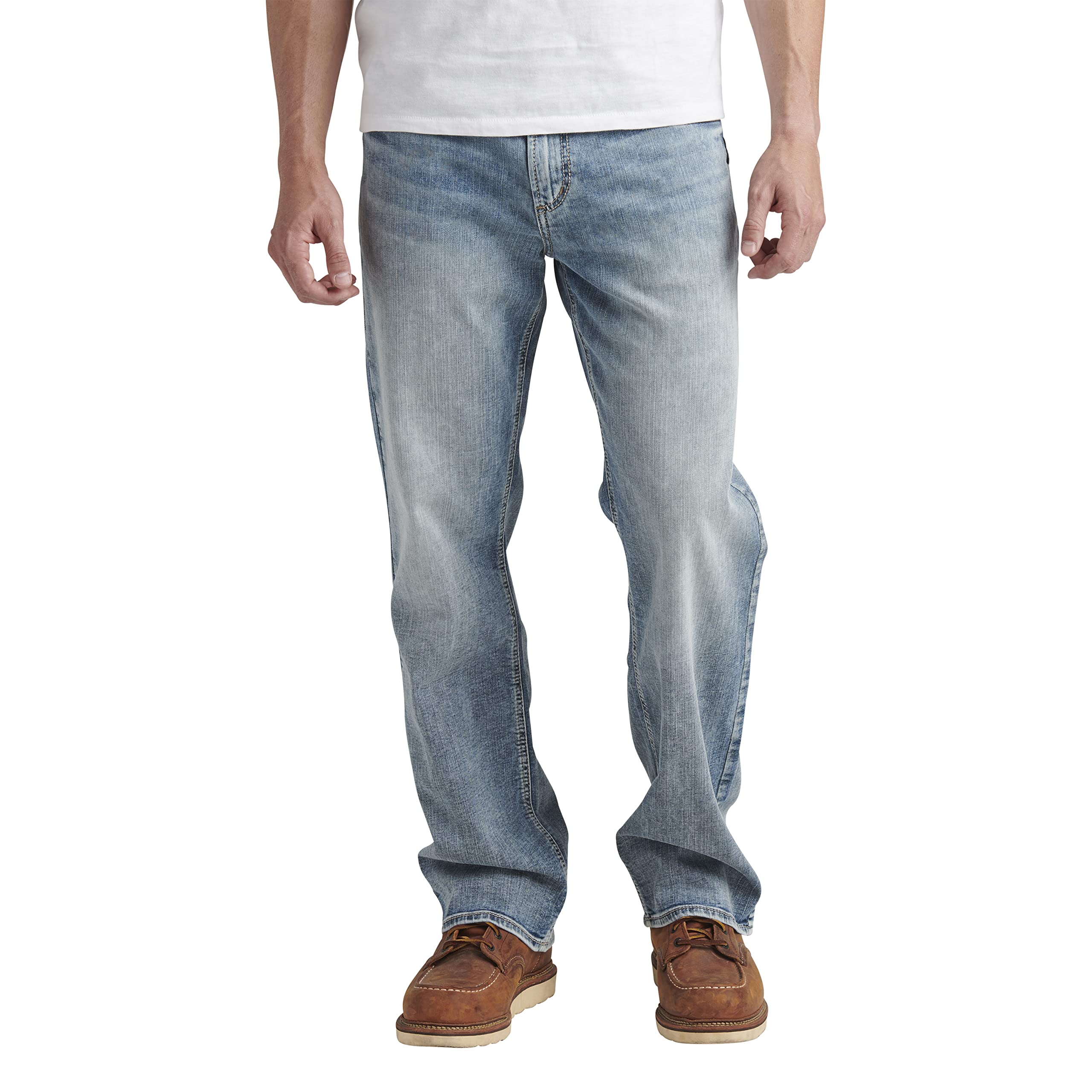 Silver Jeans Co. Men's Gordie Relaxed Fit Straight Leg Jeans - Classic Denim Pants for Casual Wear & Everyday Comfort