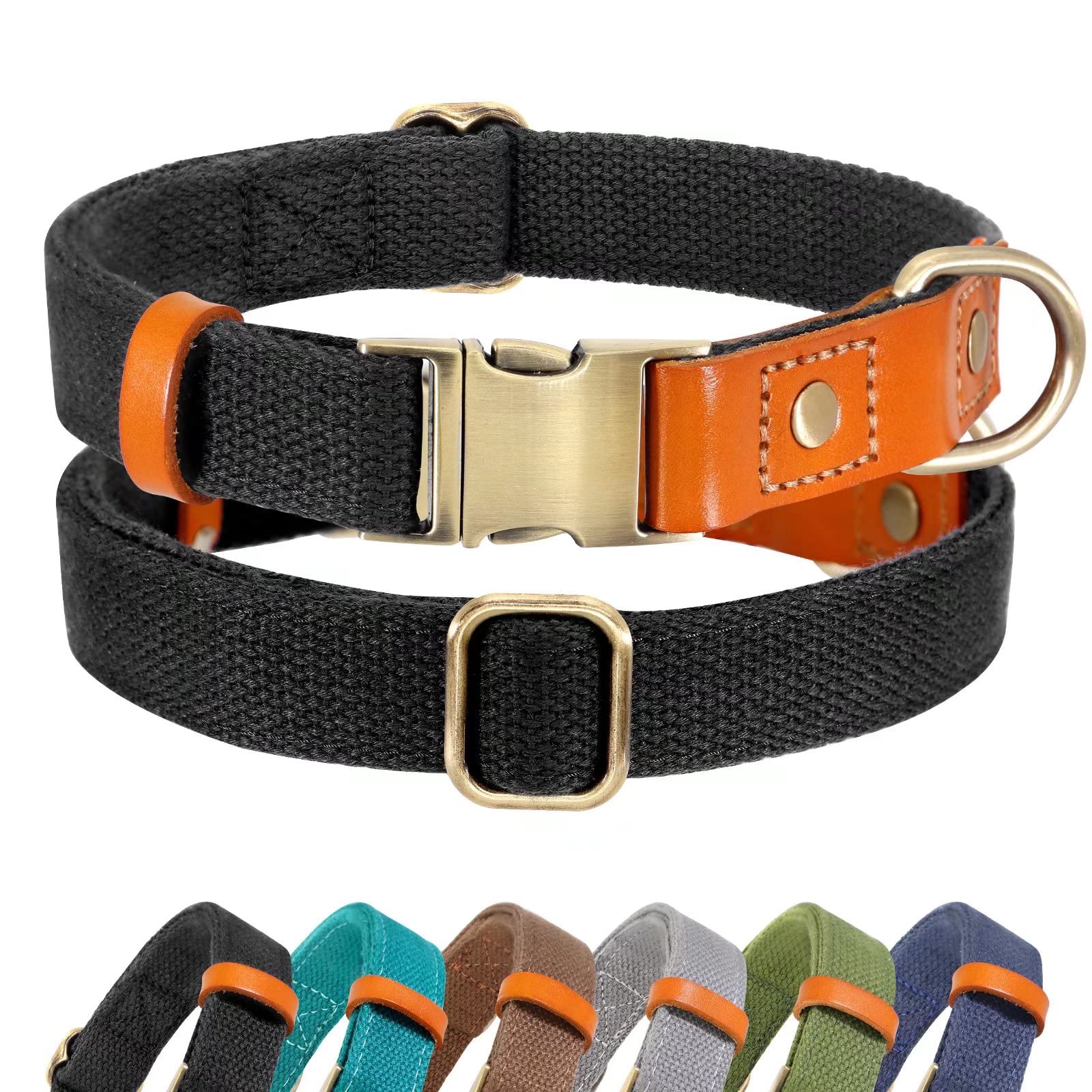 Durable Adjustable Dog Collar with Metal Buckle for Small Medium Large Dogs - Heavy Duty Pet Collar for Training & Daily Walks - Perfect for Outdoor Adventures & Indoor Use (Black, Large)