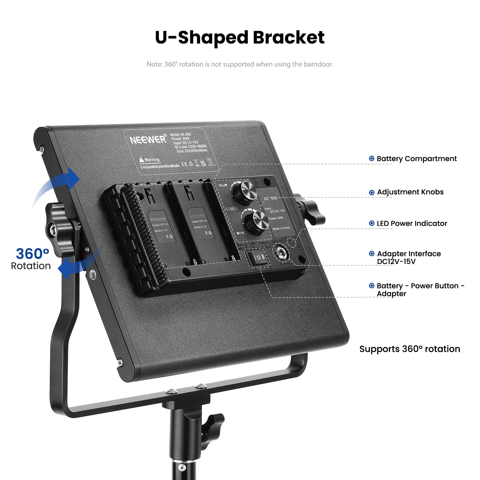 NEEWER 2 Pack NL660 Bi-Color 660 LED Video Light with Stand Kit - Professional Lighting for YouTube, Photography, Live Streaming & Studio Production