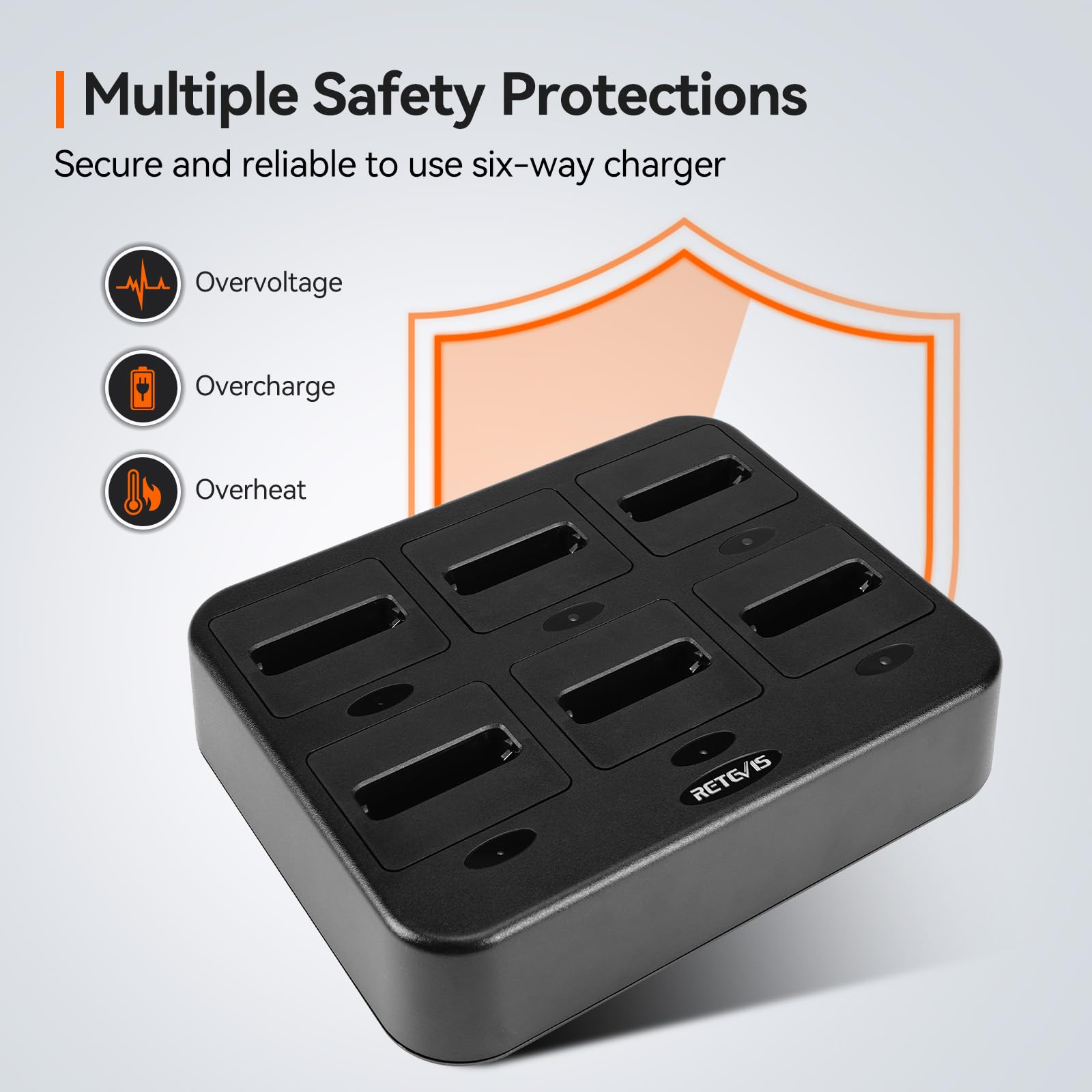 Retevis RT22P 6-Port Walkie Talkie Charging Station - Multi-Unit Charger for Retevis RT22P Two Way Radios (1 Pack) - Perfect for Security Teams, Event Staff & Outdoor Adventures