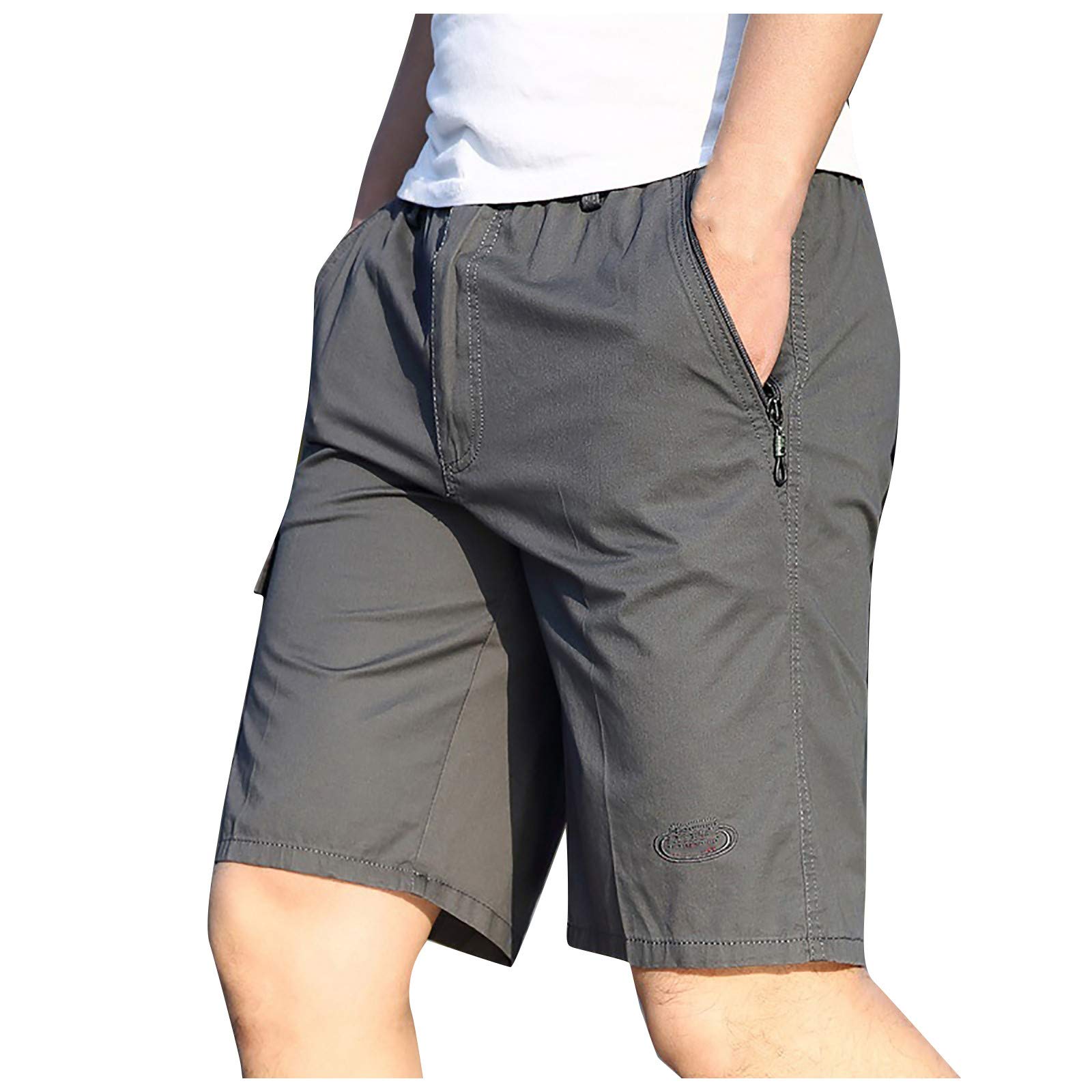 **Men's Summer Cargo Shorts with Zipper Pockets - Breathable Athletic Casual Shorts for Hiking, Running & Outdoor Activities**