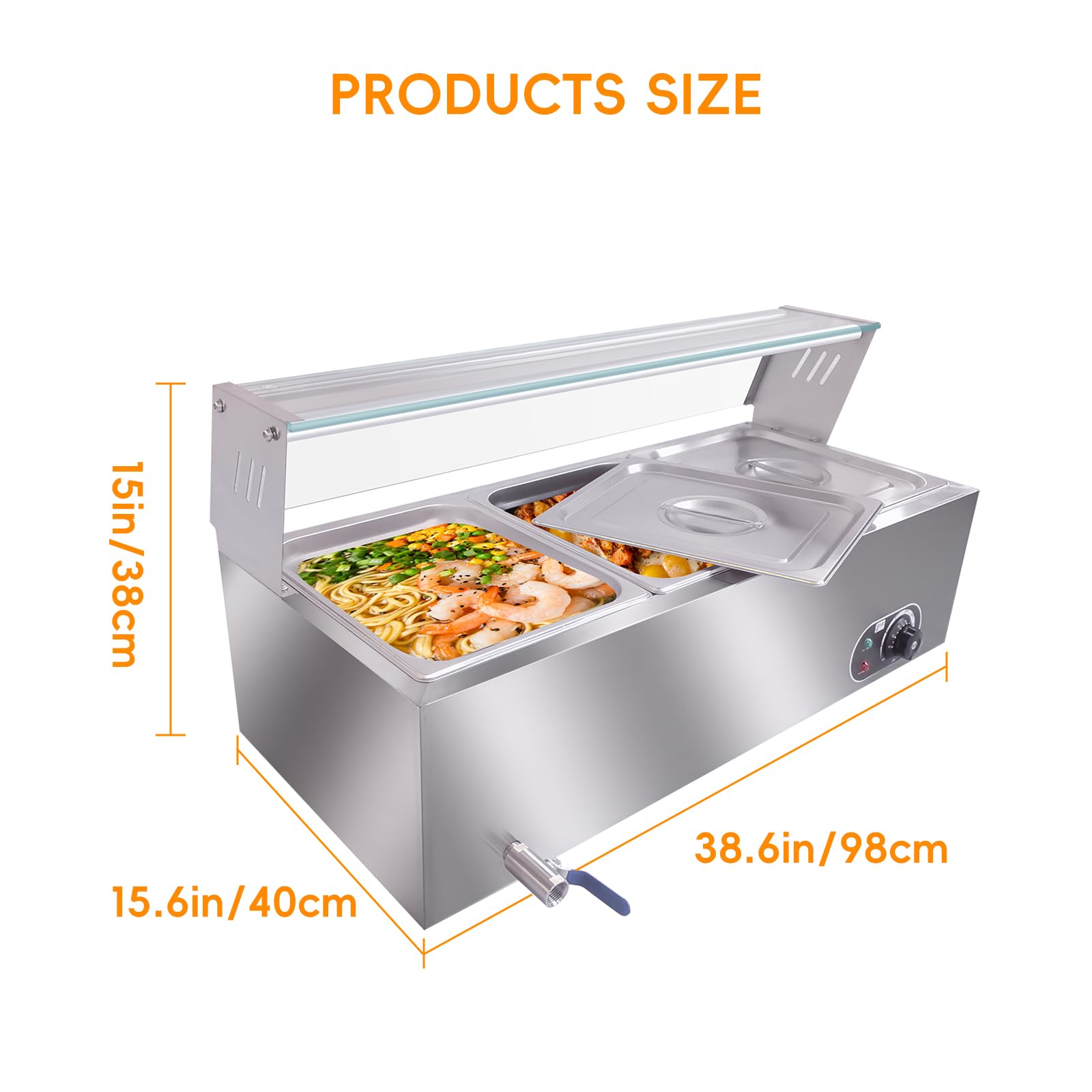 GARVEE 3-Pan (3×12QT) 1500W Electric Food Warmer - Professional Stainless Steel Buffet Bain Marie with 86-185°F Temperature Control - Perfect for Catering, Restaurants & Buffet Service - Keep Food Warm for Parties, Events & Commercial Kitchens