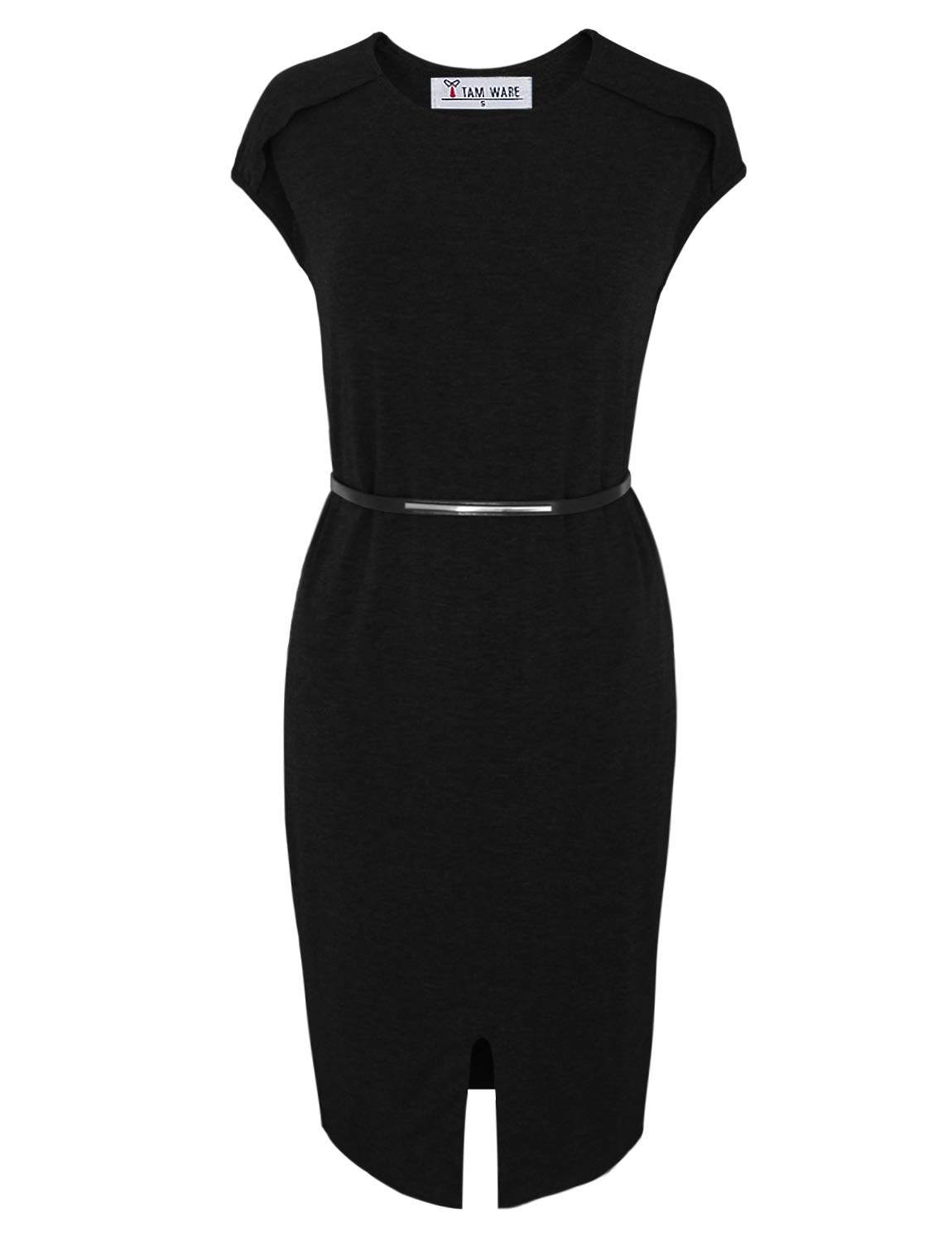 TAM WARE Women's Stylish Side Slit Midi Dress with Elastic Waist - Perfect for Casual Outings, Office Wear & Summer Parties