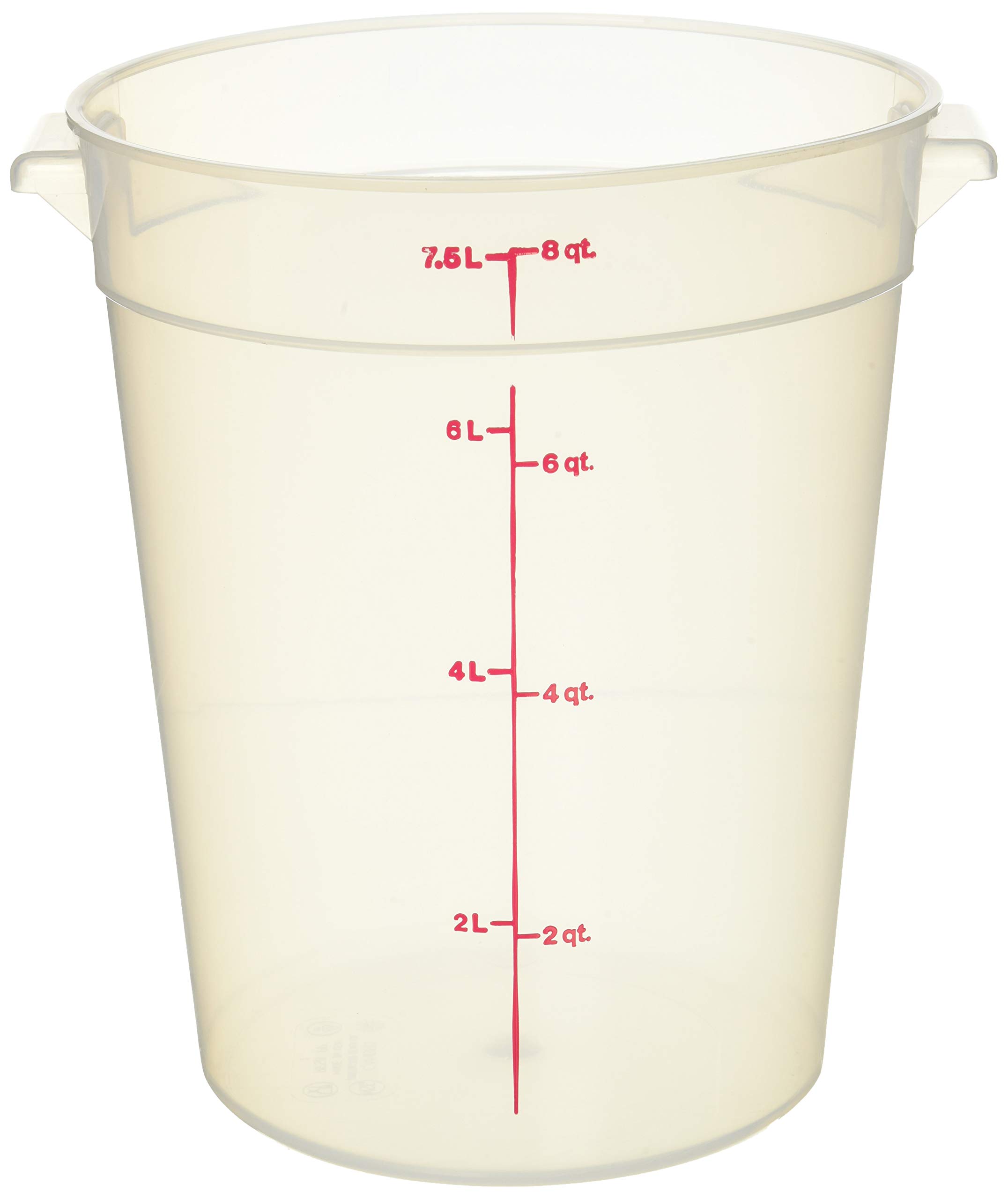 Cambro 8 Quart Round Polypropylene Food Storage Container - Camwear® | Commercial Kitchen & Restaurant Food Prep | Durable BPA-Free Plastic Container for Bulk Food Storage