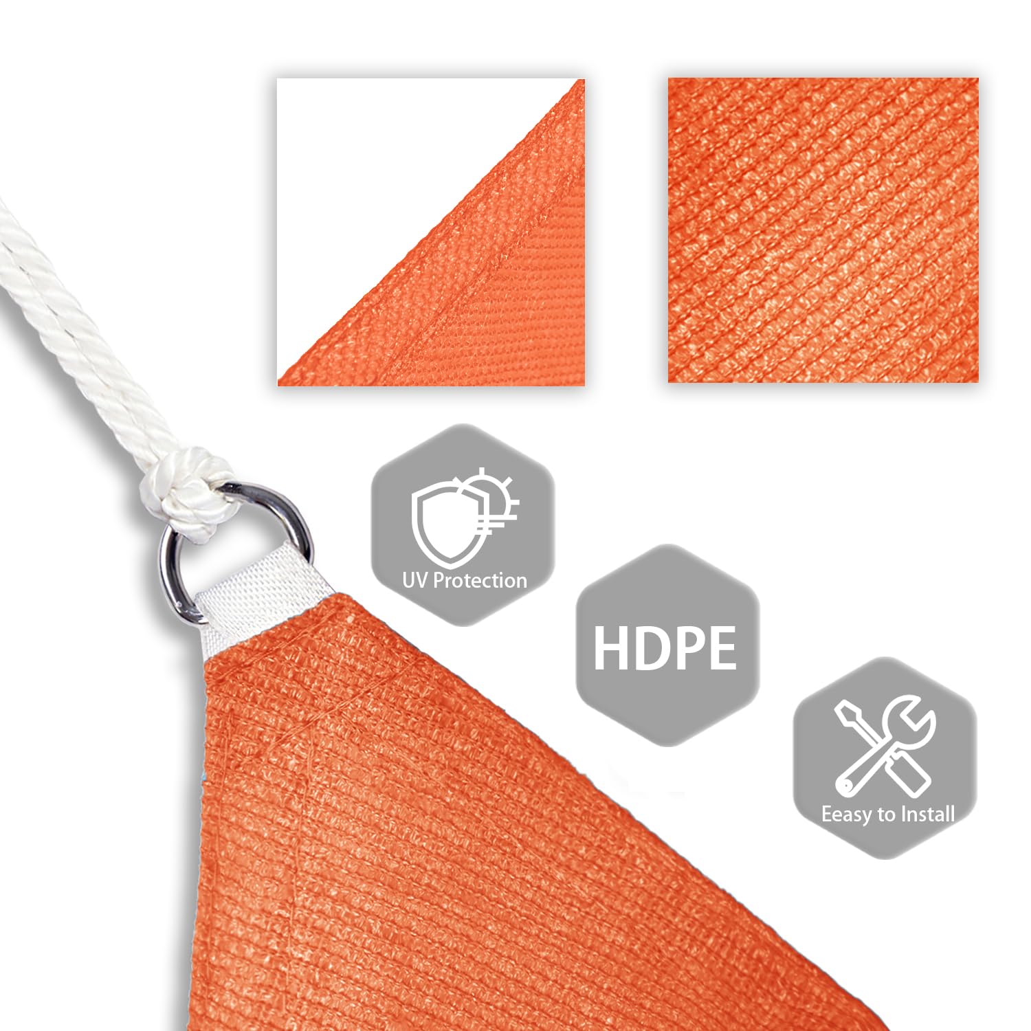 16' x 23' Heavy Duty Rectangle Sun Shade Sail Canopy - UV Blocking Patio Cover for Backyard, Garden & Outdoor Activities | Commercial Grade Sunlight Block Awning | Perfect for Picnics, Poolside Lounging & Outdoor Entertaining (Orange)