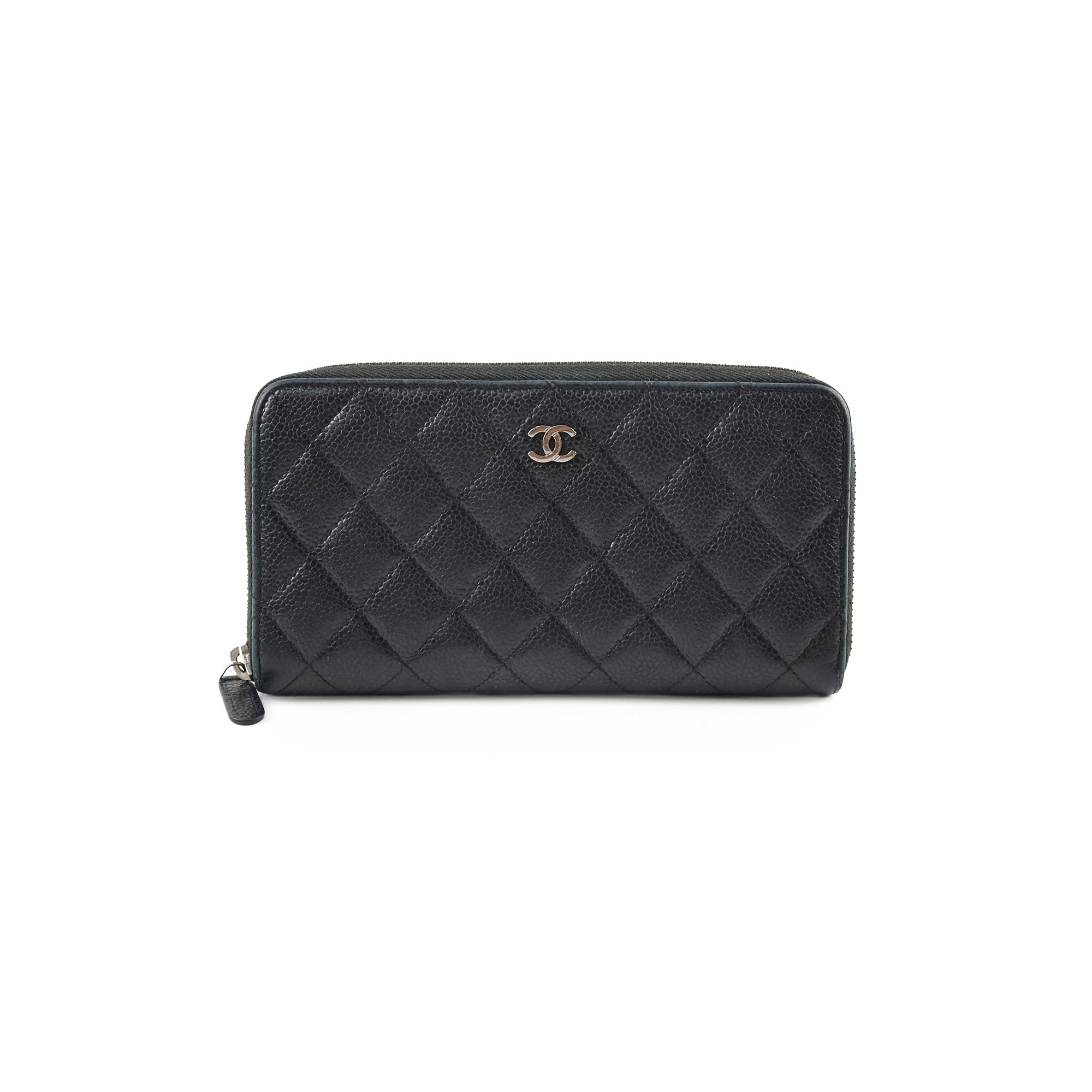 Chanel Caviar Leather Long Wallet for Women - Black Luxury Designer Clutch with Multiple Card Slots - Perfect for Everyday Use & Special Occasions