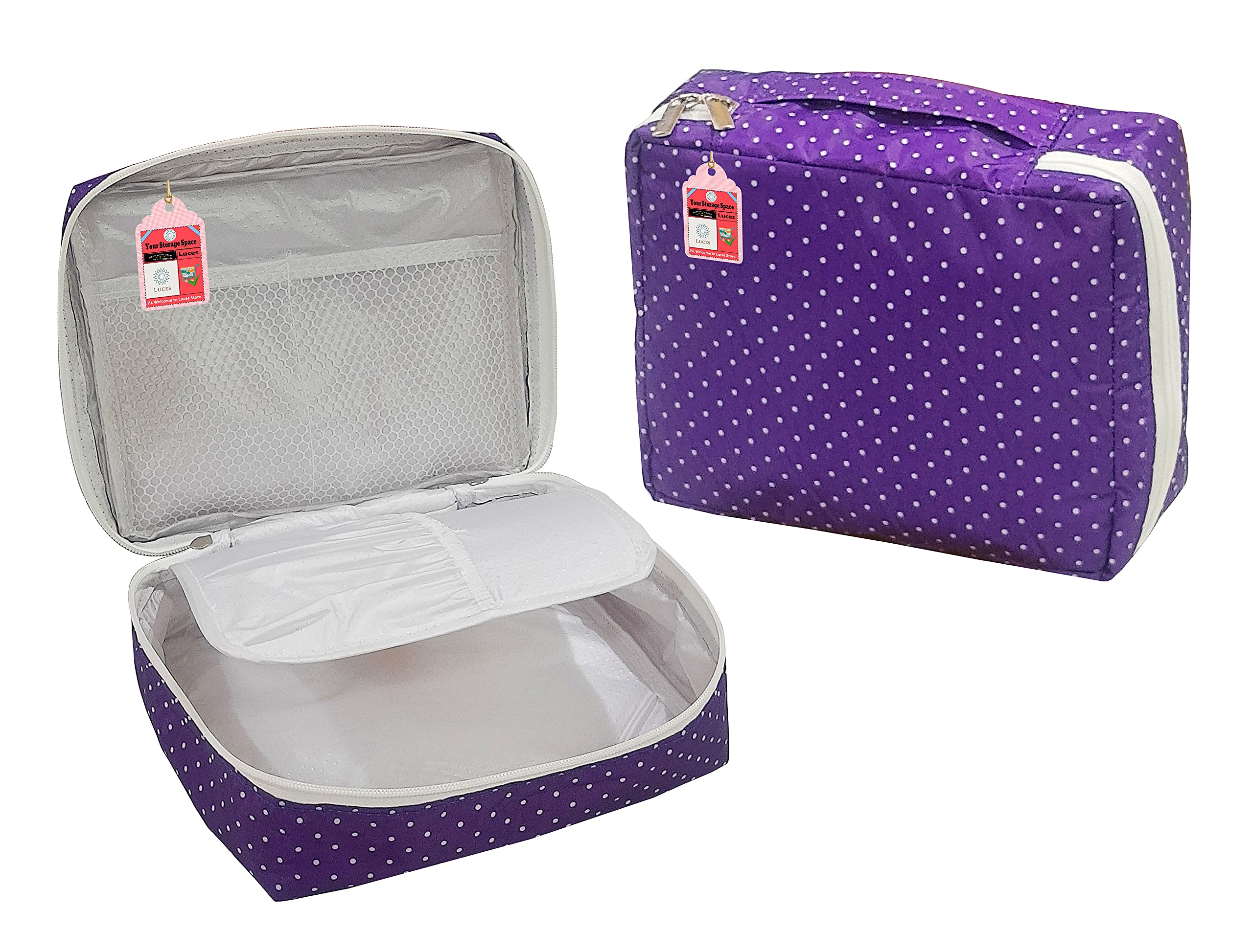 Makeup Storage Box & Jewelry Organizer for Women - Cosmetic Vanity Case, Toiletry Travel Organizer, Necklace Pouch (Purple) - Perfect for Travel, Home Vanity & Wardrobe Organization