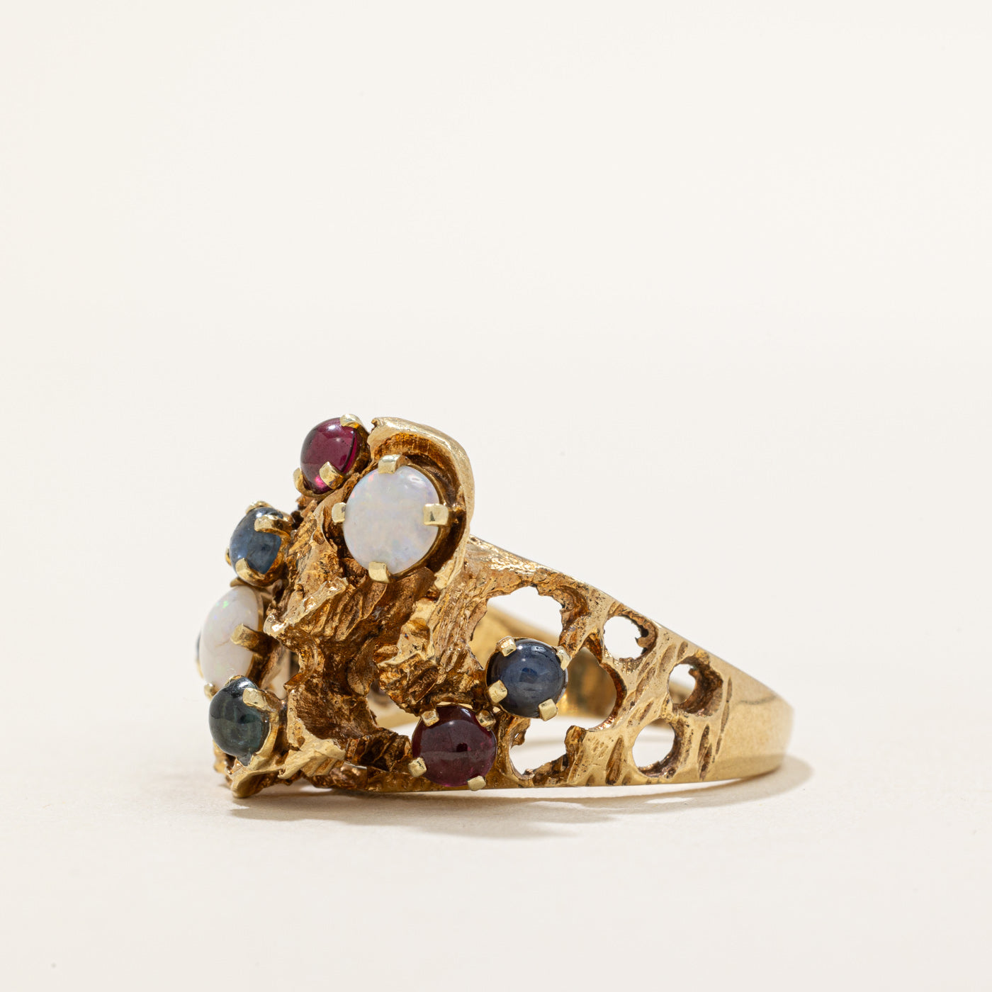 1.75ctw Multi Gemstone Freeform Cocktail Ring Size 8 - Elegant Boho Jewelry for Women, Perfect for Parties, Weddings & Special Occasions