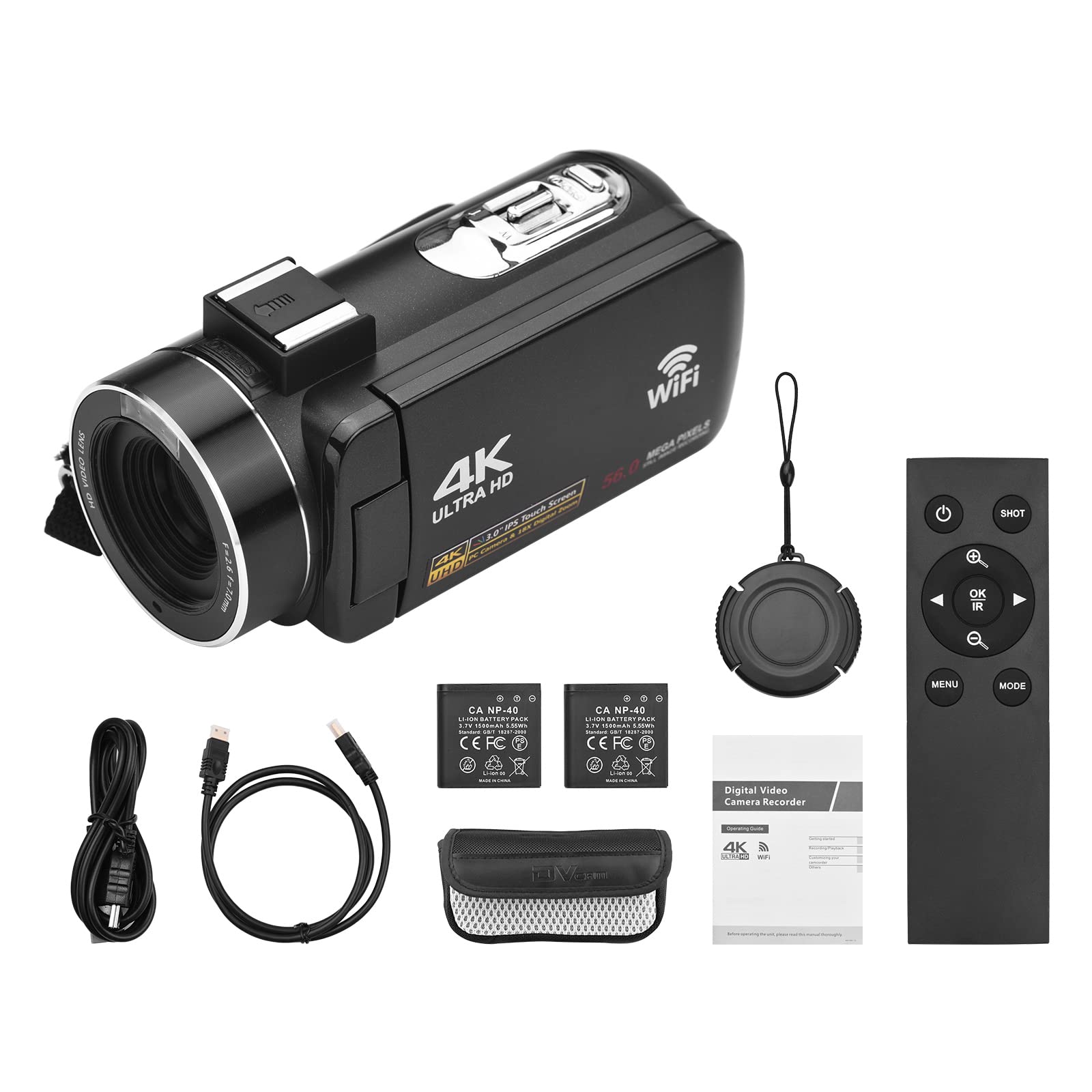 Andoer 4K WiFi Digital Camcorder with 56MP, 18X Zoom, 3