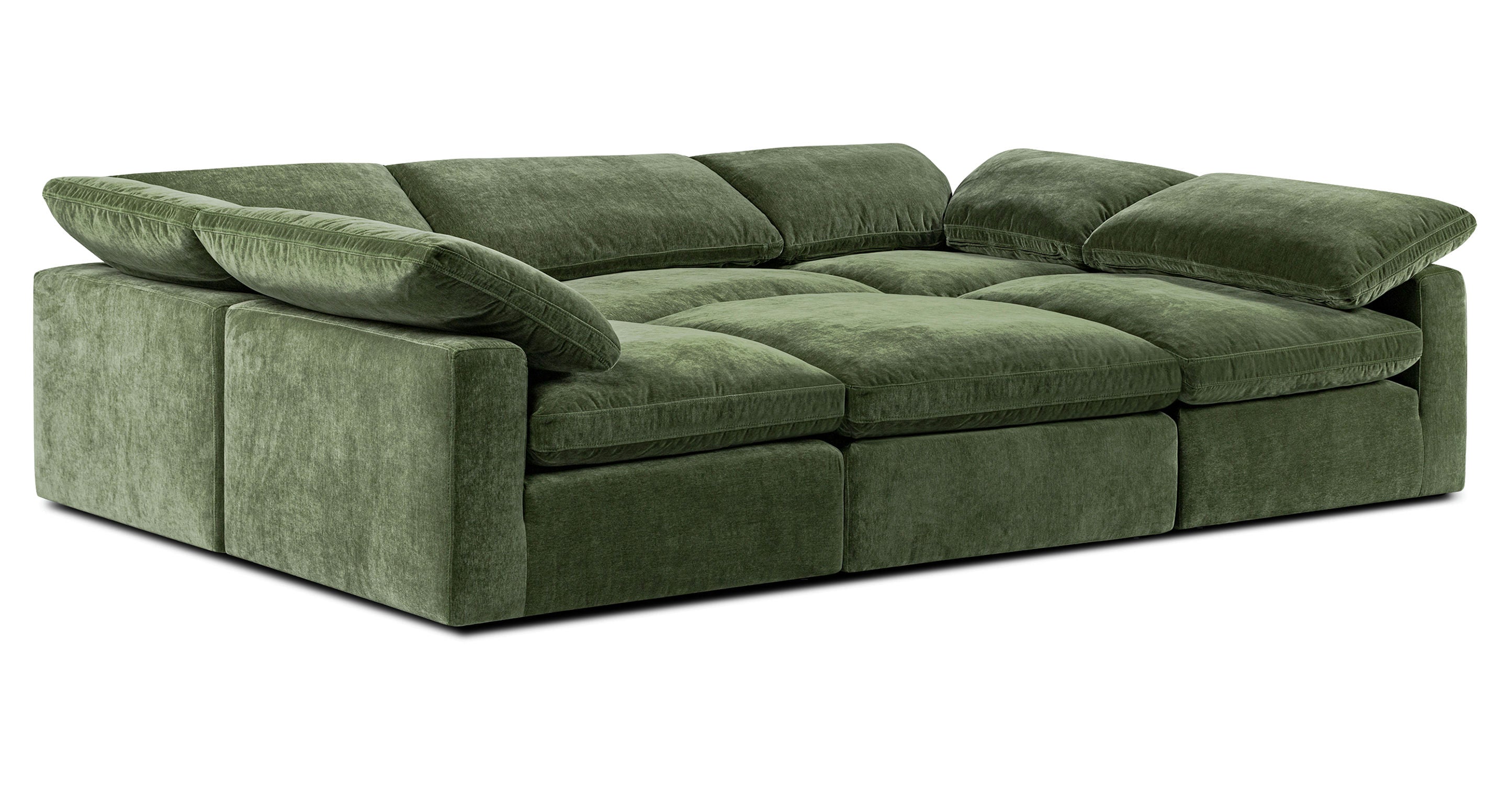 6-Seat Aspen Modular Sectional Sofa - Modern L-Shaped Pit Group with Reversible Chaise for Living Room, Family Room, or Basement
