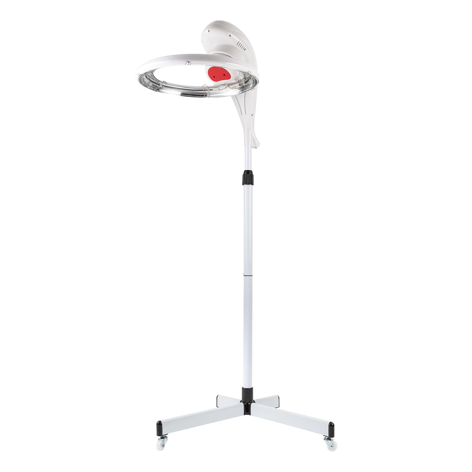 Professional Hair Dryer Accelerator with Rolling Base - 6 Speed & Heat Settings for Salon & Home Use - Ionic Conditioning & Perm Styling Tool (White) - Perfect for Blowouts, Curling & Hair Treatments