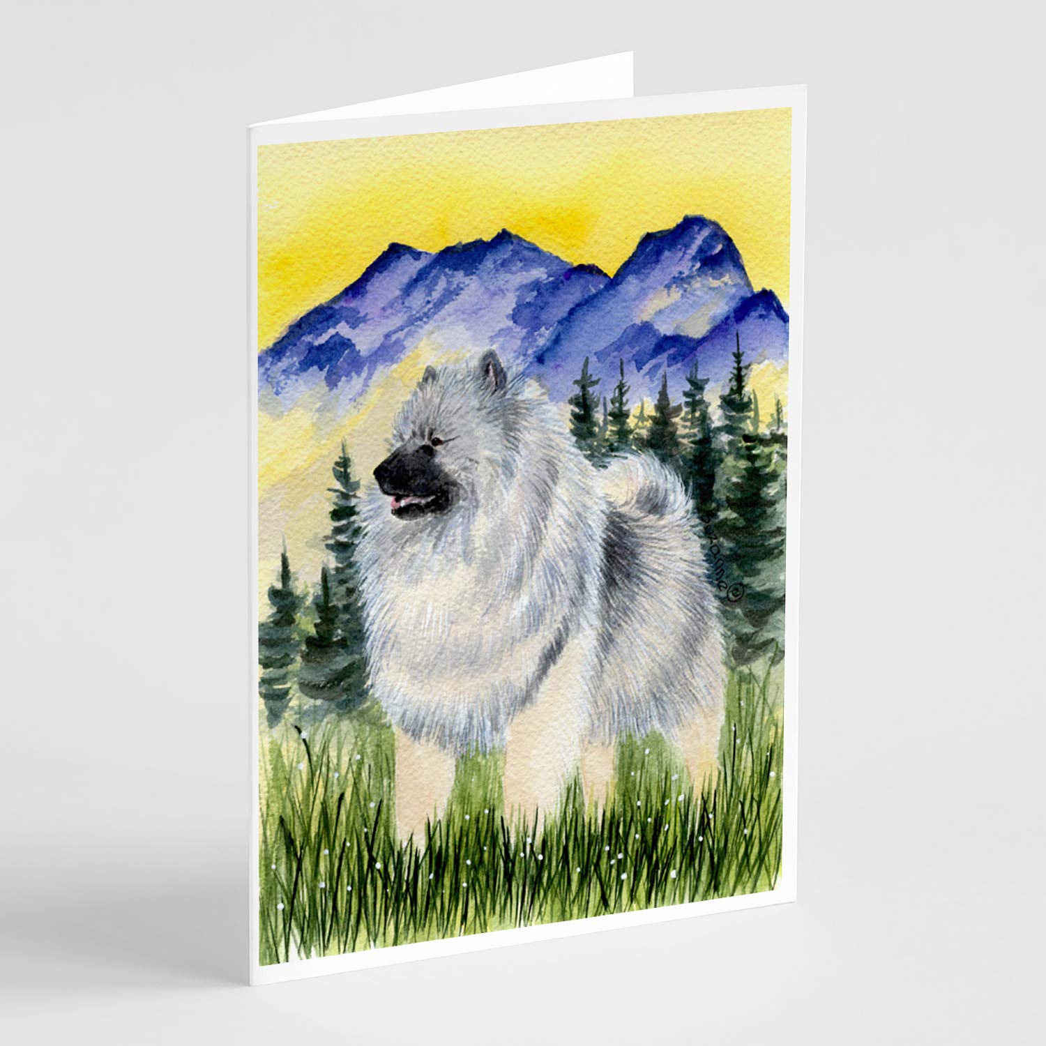 Keeshond Greeting Cards & Envelopes Set - 8 Blank A7 Note Cards (5x7 Inches) for Birthdays, Thank You Notes & Special Occasions | Whimsical Dog Lover Stationery