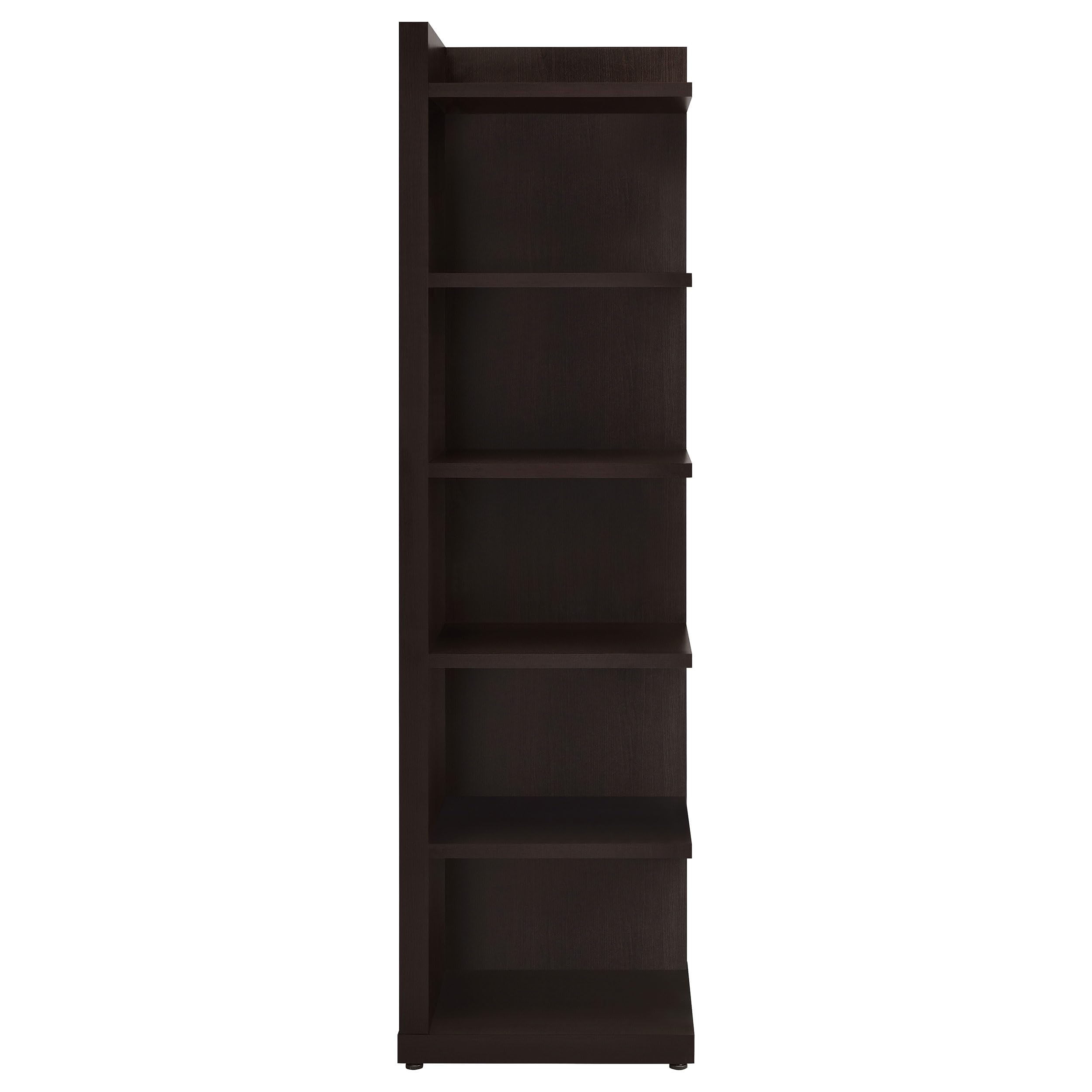 Coaster Furniture Corner Bookcase in Cappuccino Finish - 800270 - Perfect for Living Room, Office & Home Library Storage