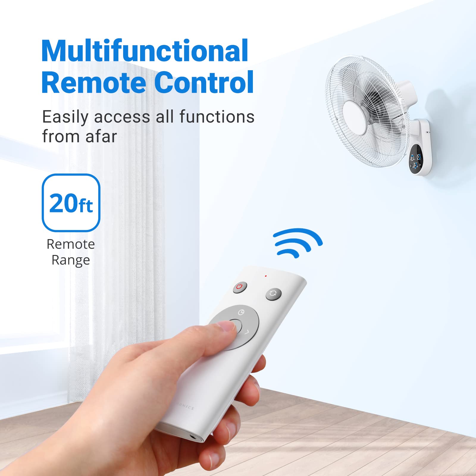 16 Inch Wall Mount Fan with Remote Control - 5 Speed, 90° Oscillation & 8-Hour Timer - Perfect for Bedroom, Kitchen, Gym, Yoga Studio & Sunrooms - Quiet Cooling for Home & Office Spaces