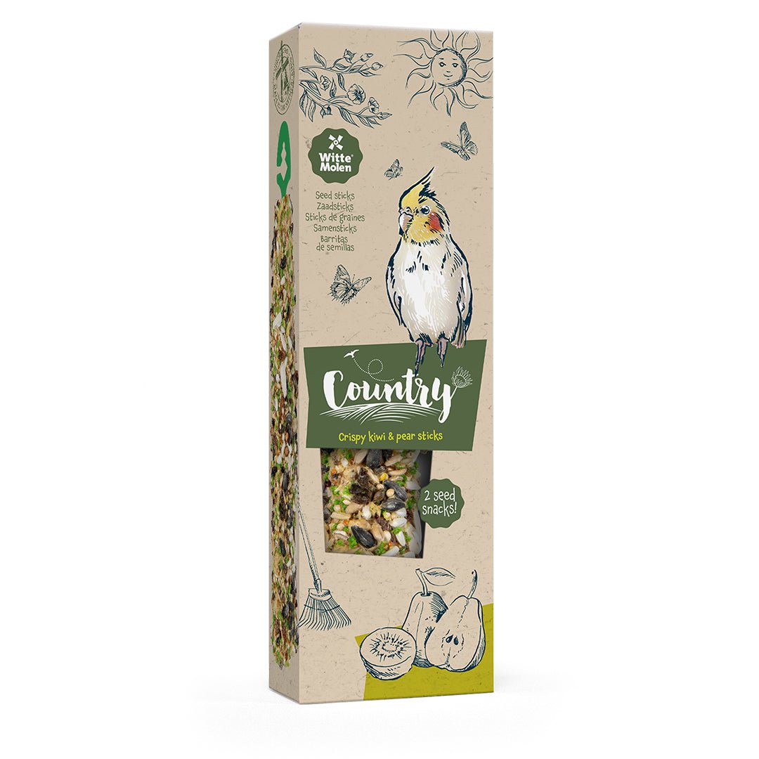 Premium Parakeet Seed Sticks with Kiwi & Pear - Natural Bird Treat for Budgies & Small Birds - Perfect for Training, Foraging & Bonding