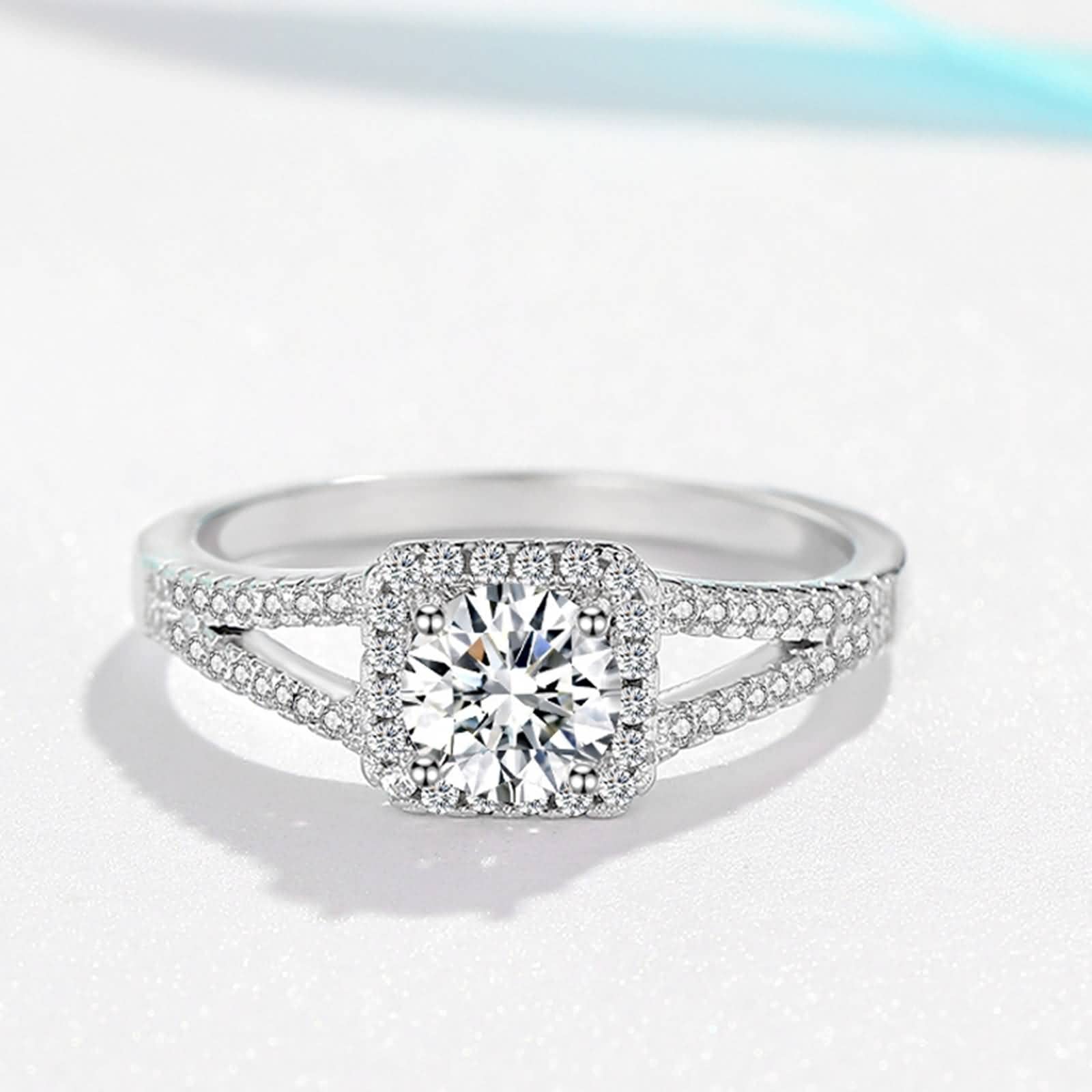 Elegant Silver Pave Halo Wedding Band Ring for Women - Dainty Gold Jewelry Gift for Her - Perfect for Engagement, Anniversary, and Special Occasions