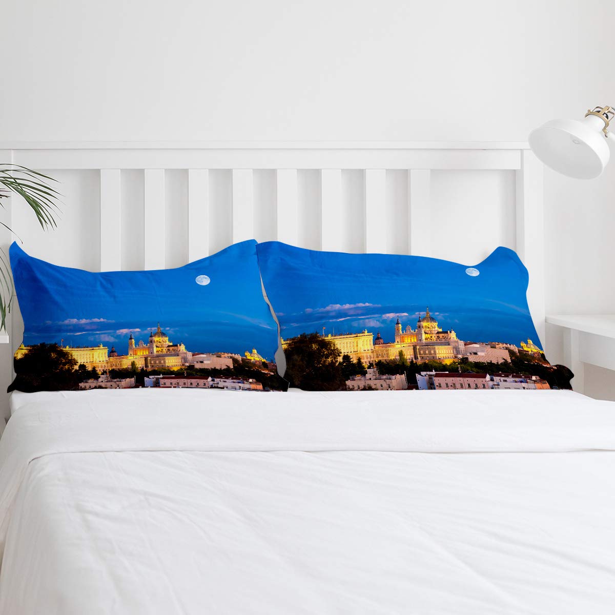 Queen Size Duvet Cover Set - Cute Kids Bedding with Madrid Night Sky Print - Soft 4-Piece Bed Sheet Set (1 Flat Sheet, 1 Duvet Cover, 2 Pillowcases) for Women & Men - Perfect for Kids' Rooms, Guest Bedrooms & Cozy Home Decor