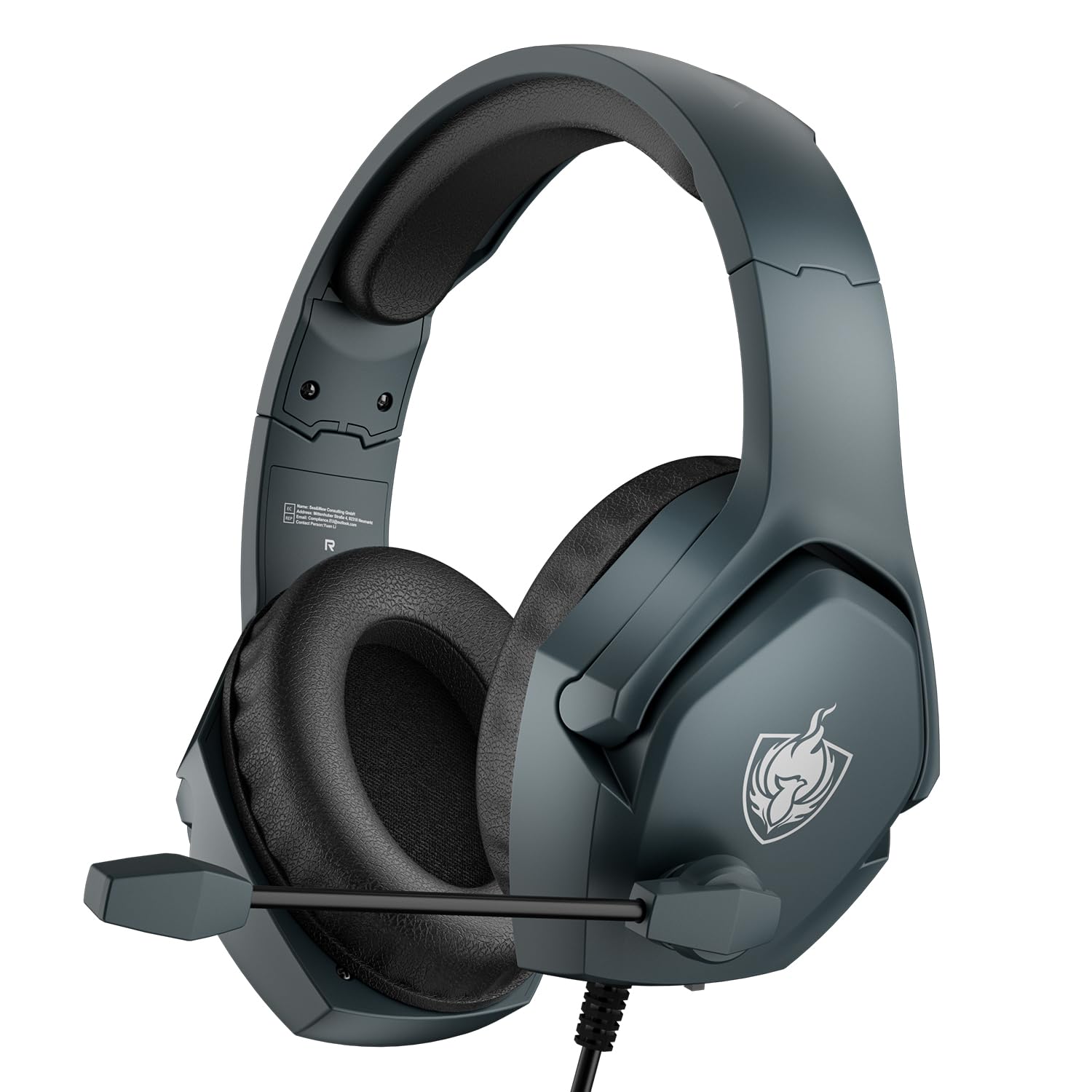 PHOINIKAS 7.1 Stereo Gaming Headset with Noise Cancelling Mic - Wired Over-Ear Headphones for PC, PS4, PS5, Xbox Series X/S & Nintendo Switch (Grey) - Perfect for Competitive Gaming, Streaming & Online Chat