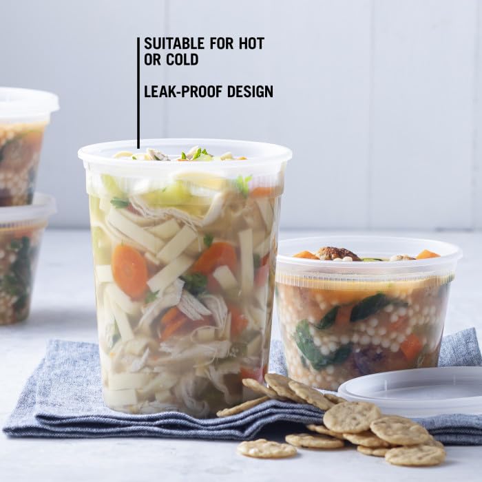 YW 32 oz Plastic Food Storage Containers with Lids - 240-Piece Set (5 Colors) - Perfect for Meal Prep, Leftovers & Pantry Organization