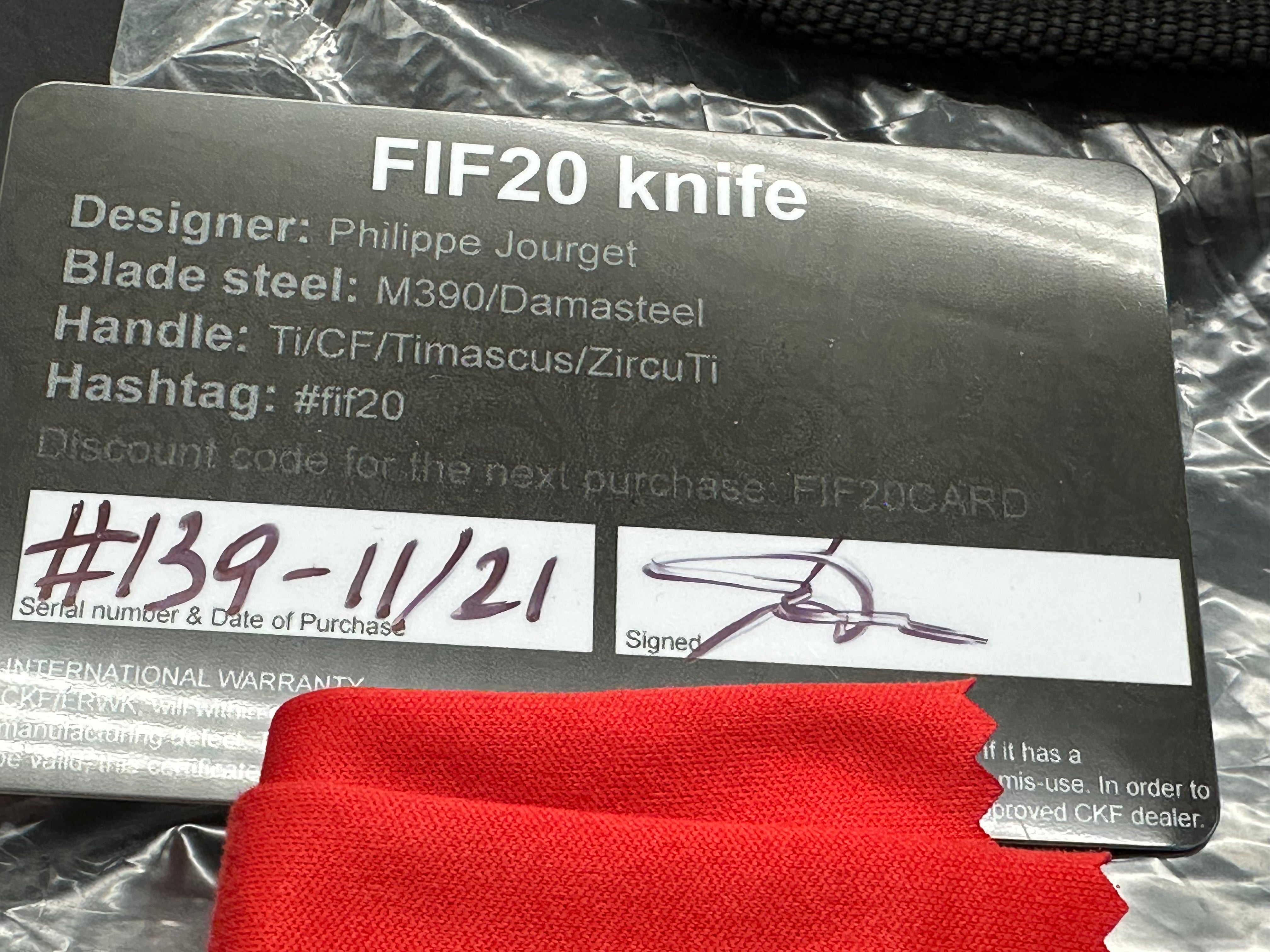 CKF Fif20Ti CF #139 - Premium M390 Satin Blade & Milled Titanium Handles - EDC Folding Knife for Outdoor, Camping & Everyday Carry
