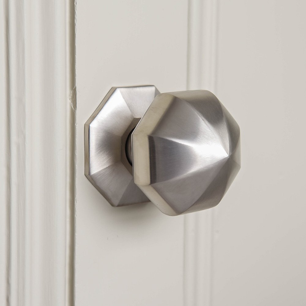 Satin Nickel Pointed Octagonal Door Pull - Modern Cabinet & Drawer Handle for Kitchen, Bathroom, and Furniture - Durable & Stylish Hardware Upgrade