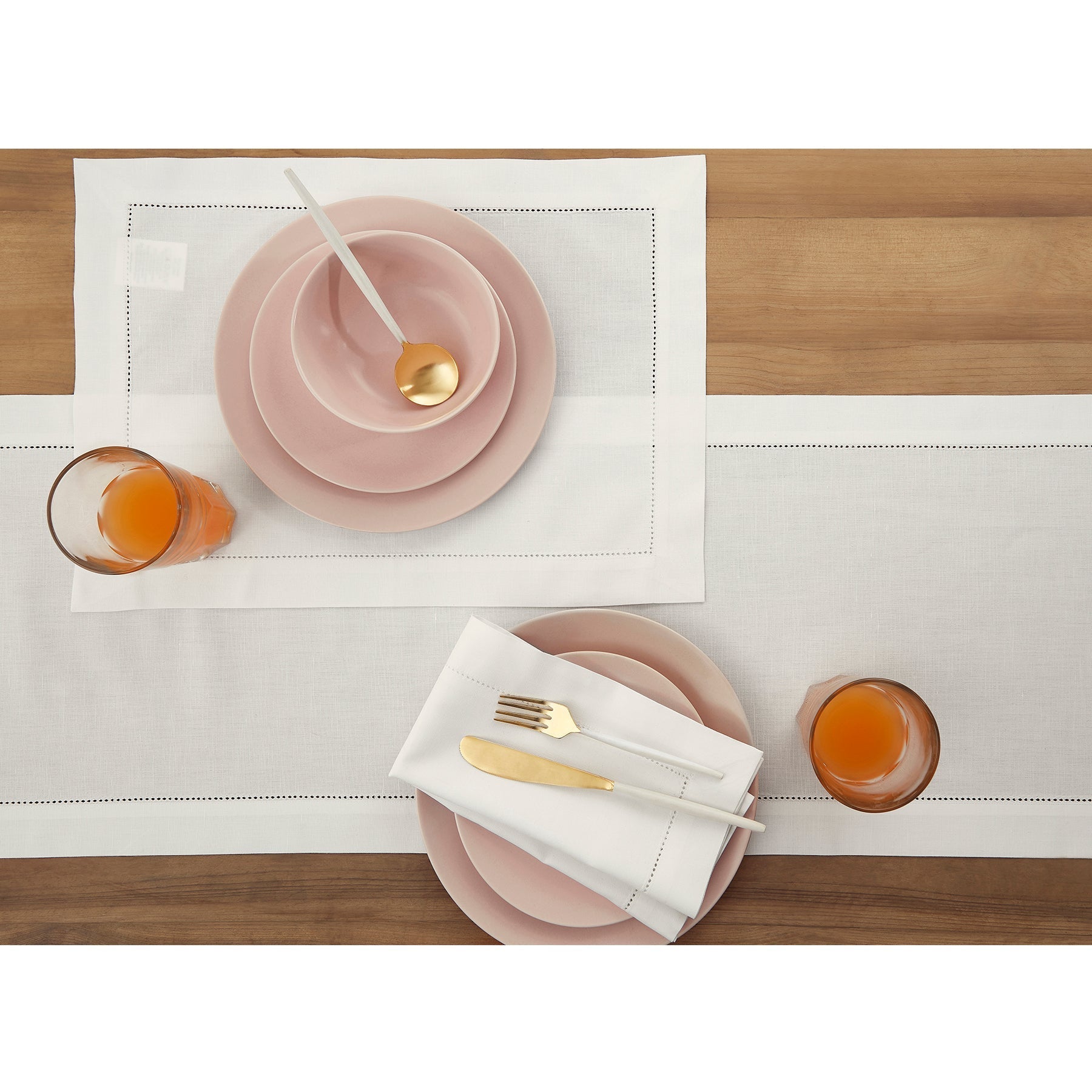 Premium Cotton Linen Hemstitch Table Runner - Elegant Dining Table Decor for Weddings, Parties & Home Decor - 12x72 Inches (White)