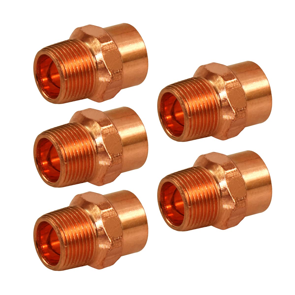 1/2 Inch Copper Male Adapter Fitting - Sweat x MIP Connections for Plumbing & HVAC (DDNA0012-5) | Perfect for Water Supply Lines, Pipe Repairs & DIY Projects