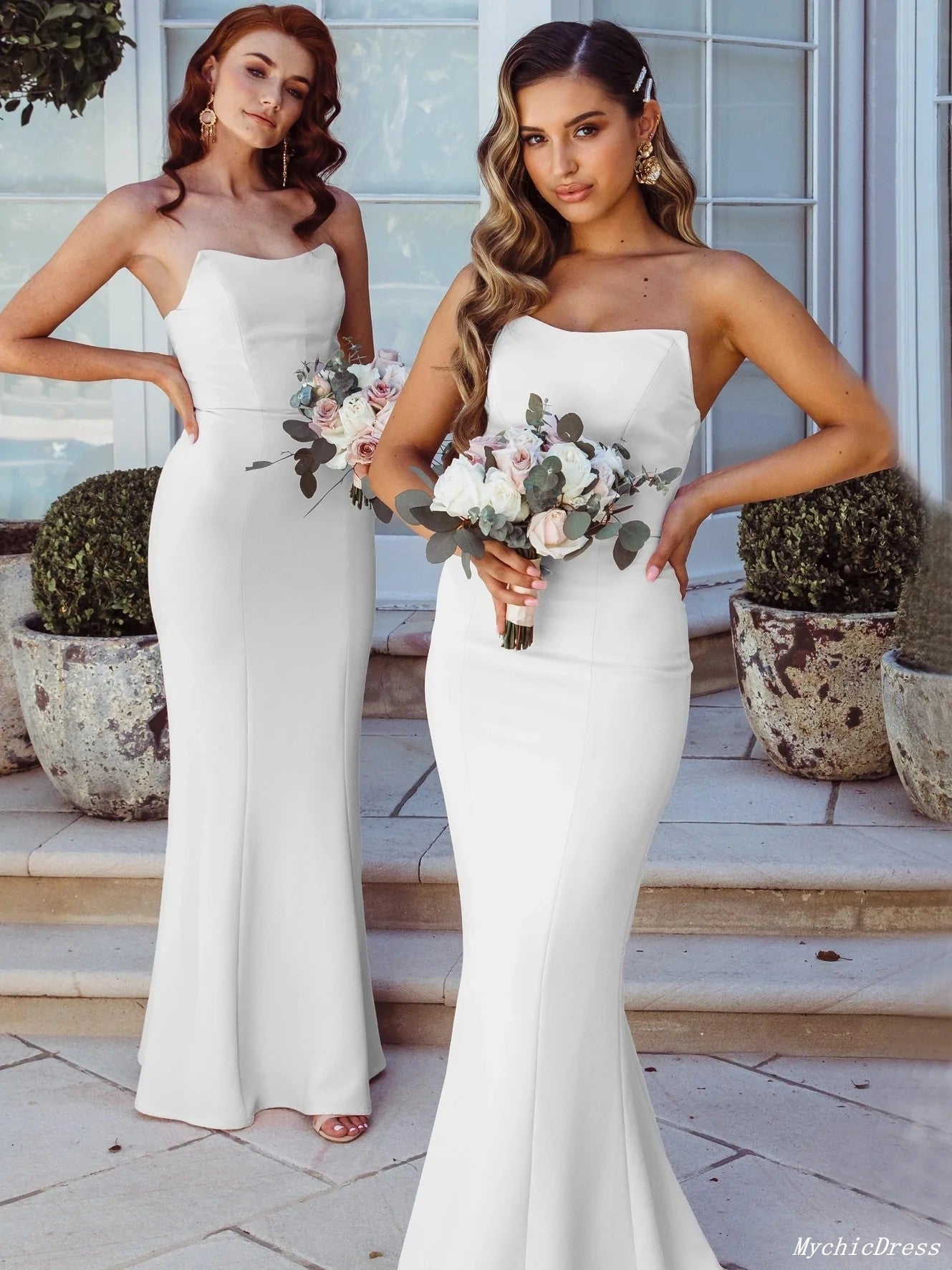 Elegant Ivory Mermaid Wedding Guest Dress - Strapless Bridesmaid Gown for UK Bridal Party | Perfect for Formal Weddings, Evening Galas & Special Occasions