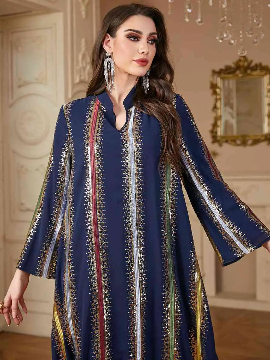 Elegant Chiffon Embroidery Eid Caftan Dress for Women - Flowy Long Kaftan with Intricate Designs #244170 | Perfect for Eid Celebrations, Weddings & Special Occasions