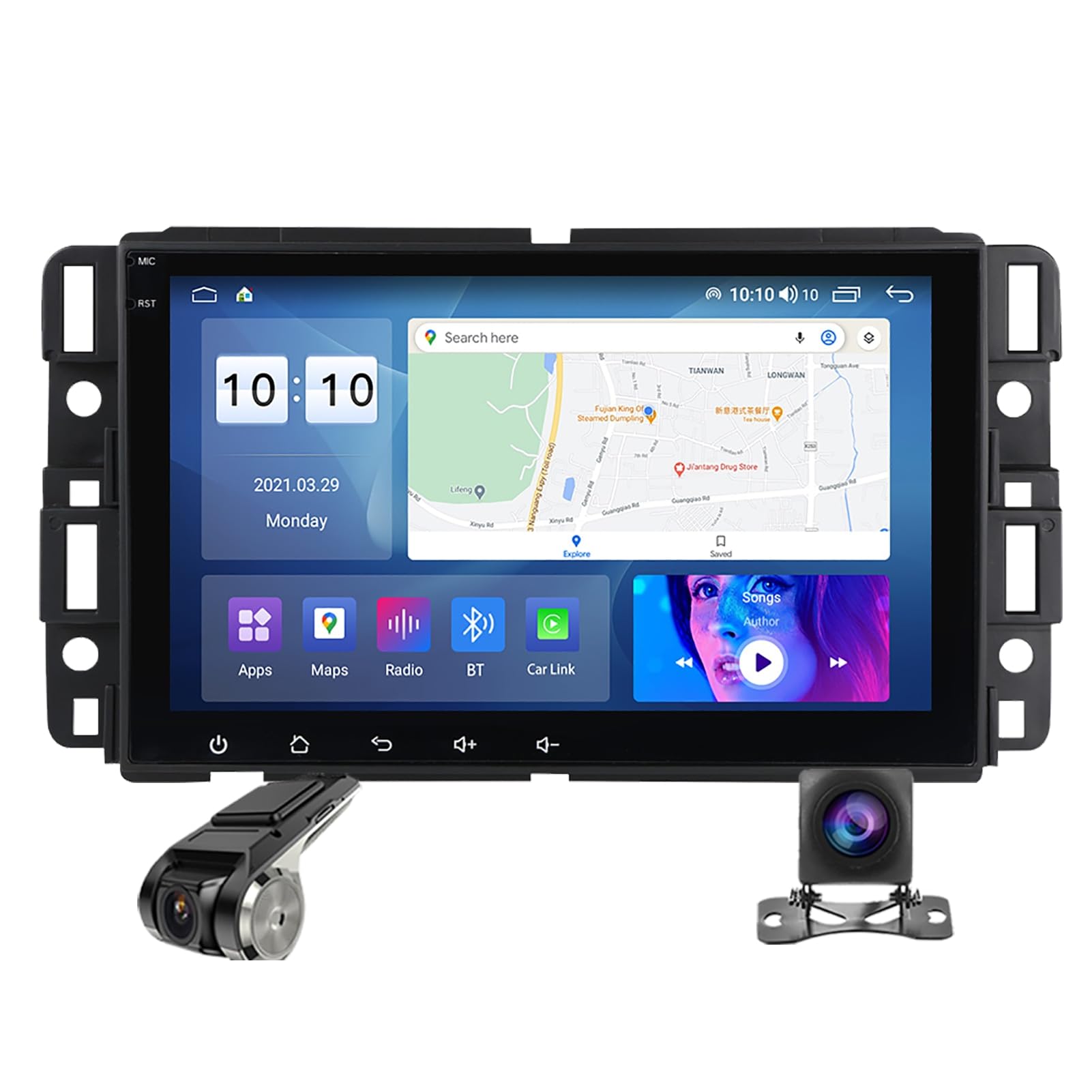 HoeeNilsa 7-Inch IPS Touchscreen Android 12 Car Stereo for Chevrolet Silverado/Impala & GMC Yukon/Acadia/Sierra - Built-in GPS Navigation, Bluetooth, Android Auto & Wireless CarPlay with DSP | Perfect for Road Trips & Daily Commuting