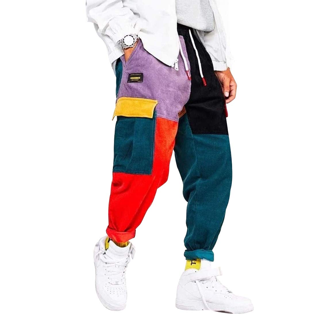 **Aelfric Eden Men's Casual Cargo Pants - Colorful Harem Joggers, Harajuku Sweatpants for Hip Hop Streetwear | Comfortable & Stylish Trousers for Daily Wear, Gym, and Urban Fashion**