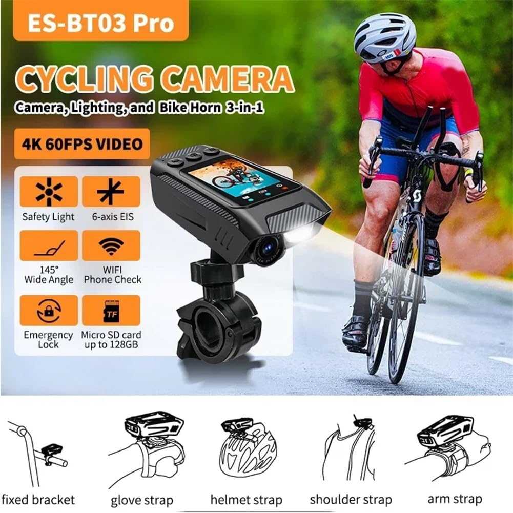 Scalewbin 3-in-1 4K Sports Action Camera - HD Dash Cam, Bike Helmet Camera & Cycling Recorder with Built-in Light for Motorcycle, Bicycle & Outdoor Adventures