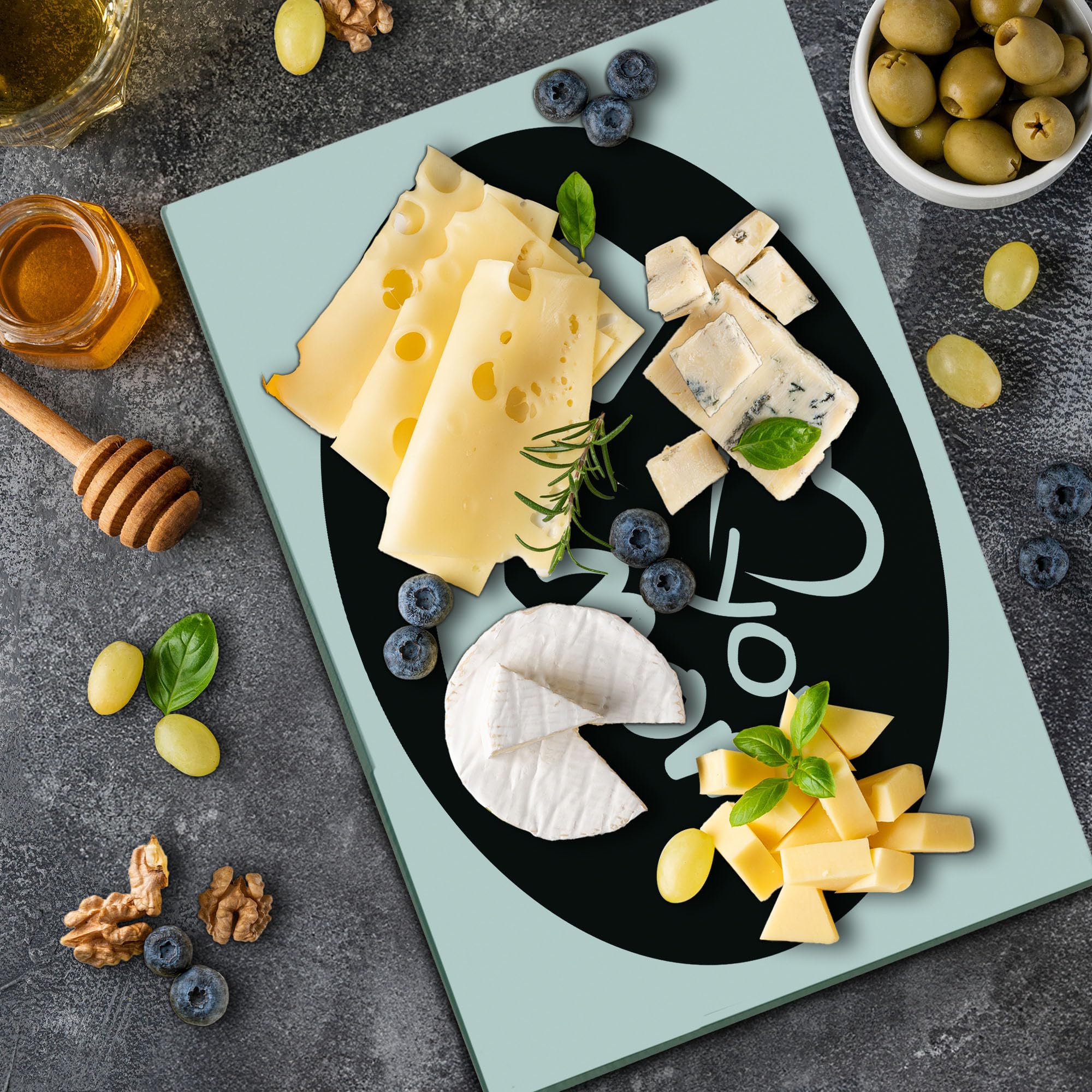 Ambesonne Call Mom Tempered Glass Cutting Board - Large Decorative Serving Board with 'I Love You Mom' Calligraphy Design, Family Values Theme & Phone Silhouette - Black & White - Perfect for Mother's Day Gifts, Kitchen Decor & Cheese Charcuterie Boards