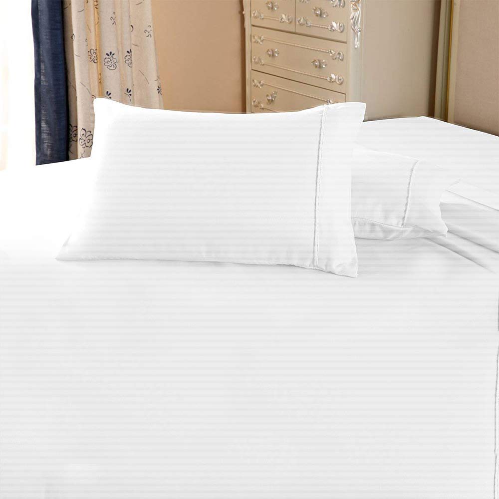 Queen Size 4-Piece Cotton Sheet Set - 100% Breathable Soft Bed Sheets with 6