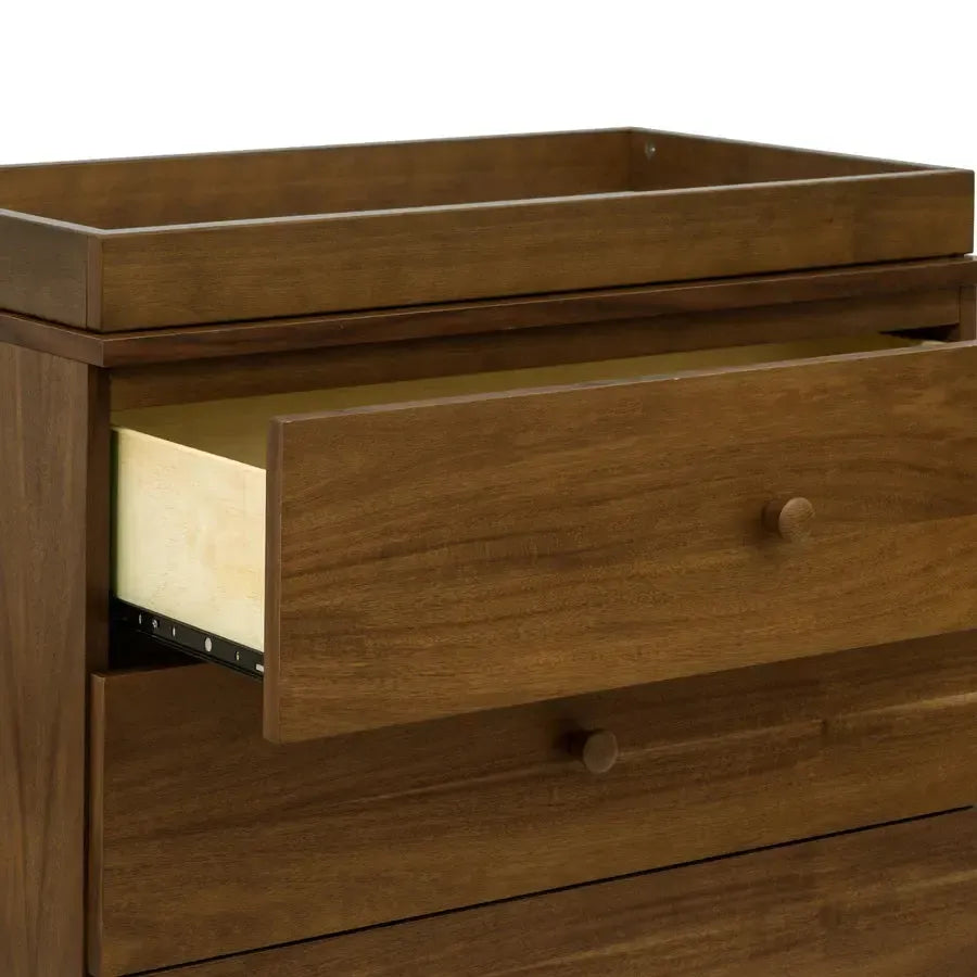 Babyletto Gelato 3-Drawer Changing Table Dresser with Removable Changing Tray - Natural Walnut Finish & Gold Feet - Perfect for Nursery Organization & Baby Care Essentials