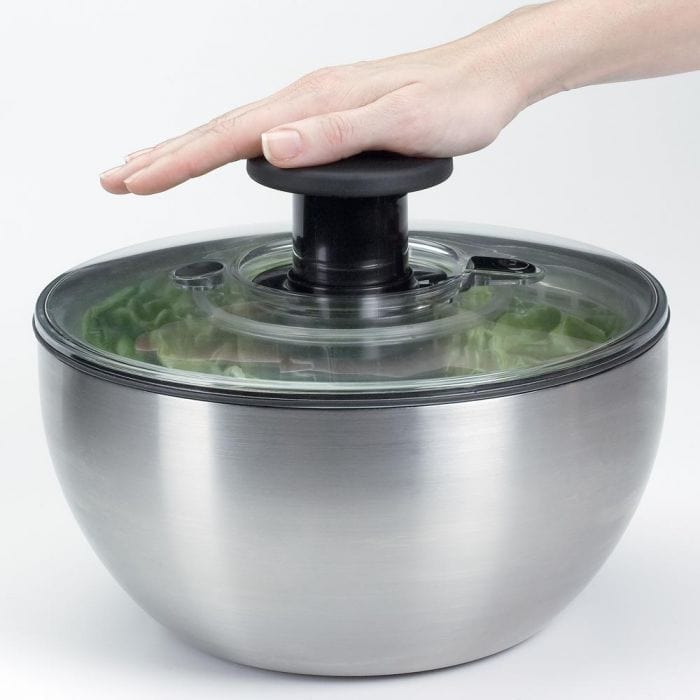 OXO Stainless Steel Salad Spinner - Large Capacity Kitchen Tool for Washing, Drying Greens & Herbs - Perfect for Salads, Meal Prep & Healthy Eating
