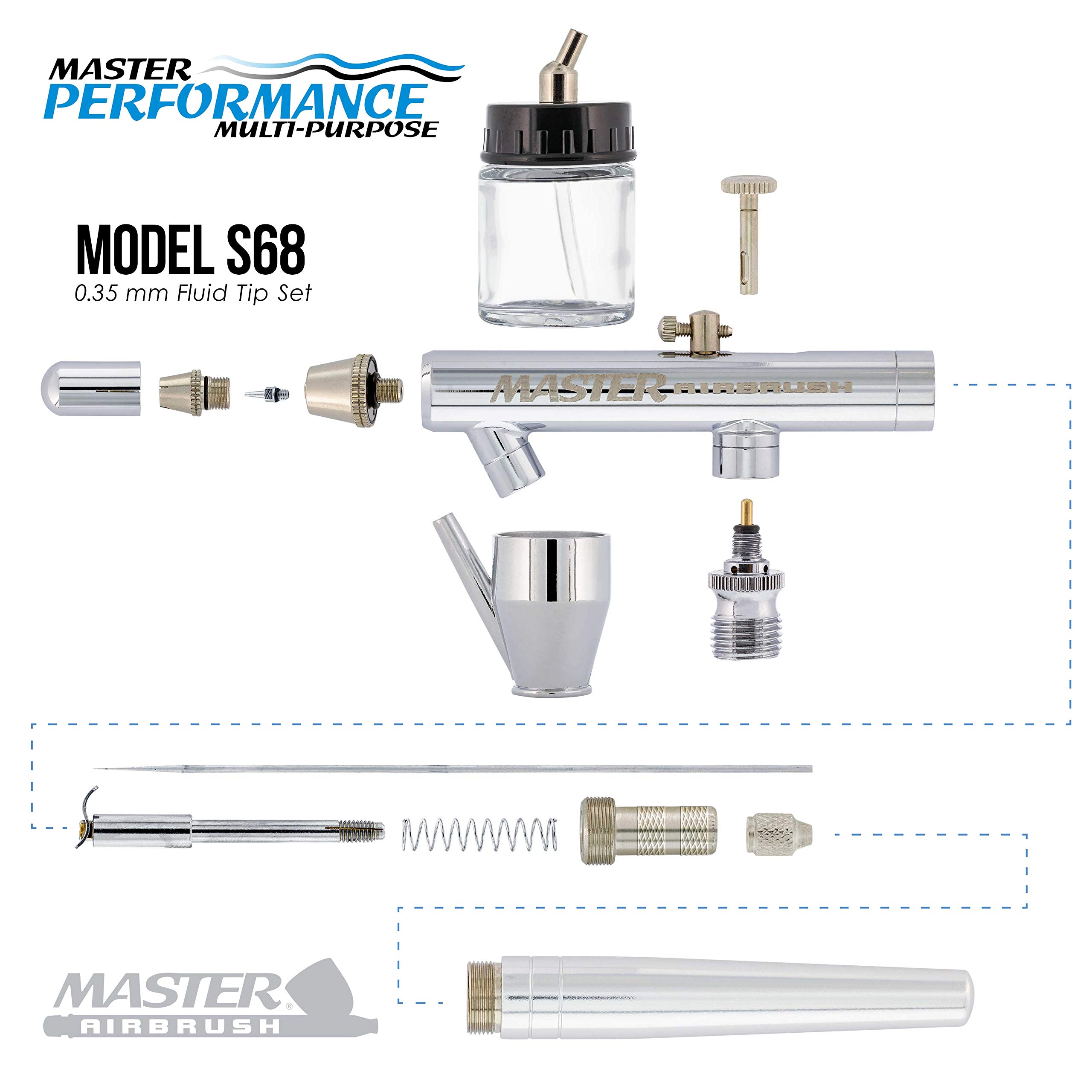 Master Airbrush Multi-Purpose Airbrushing Kit with 0.35mm Siphon Feed Dual-Action Airbrush, 3/4oz Cup & 1/5HP Cool Runner II Compressor - Perfect for Model Painting, Cake Decorating & DIY Crafts