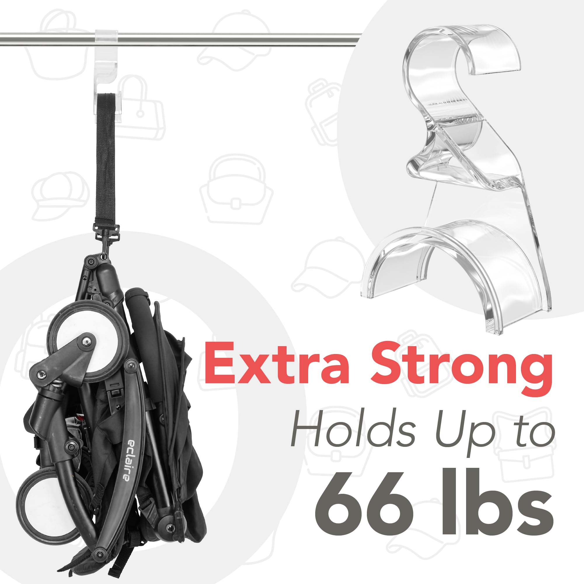 Wiosi 12-Pack Clear Acrylic Purse Hangers - Heavy Duty Handbag Hooks for Luxury Closet Organization - Space Saving Storage Solution for Purses, Backpacks & Accessories | Perfect for Walk-in Closets, Bedroom Storage & Retail Display