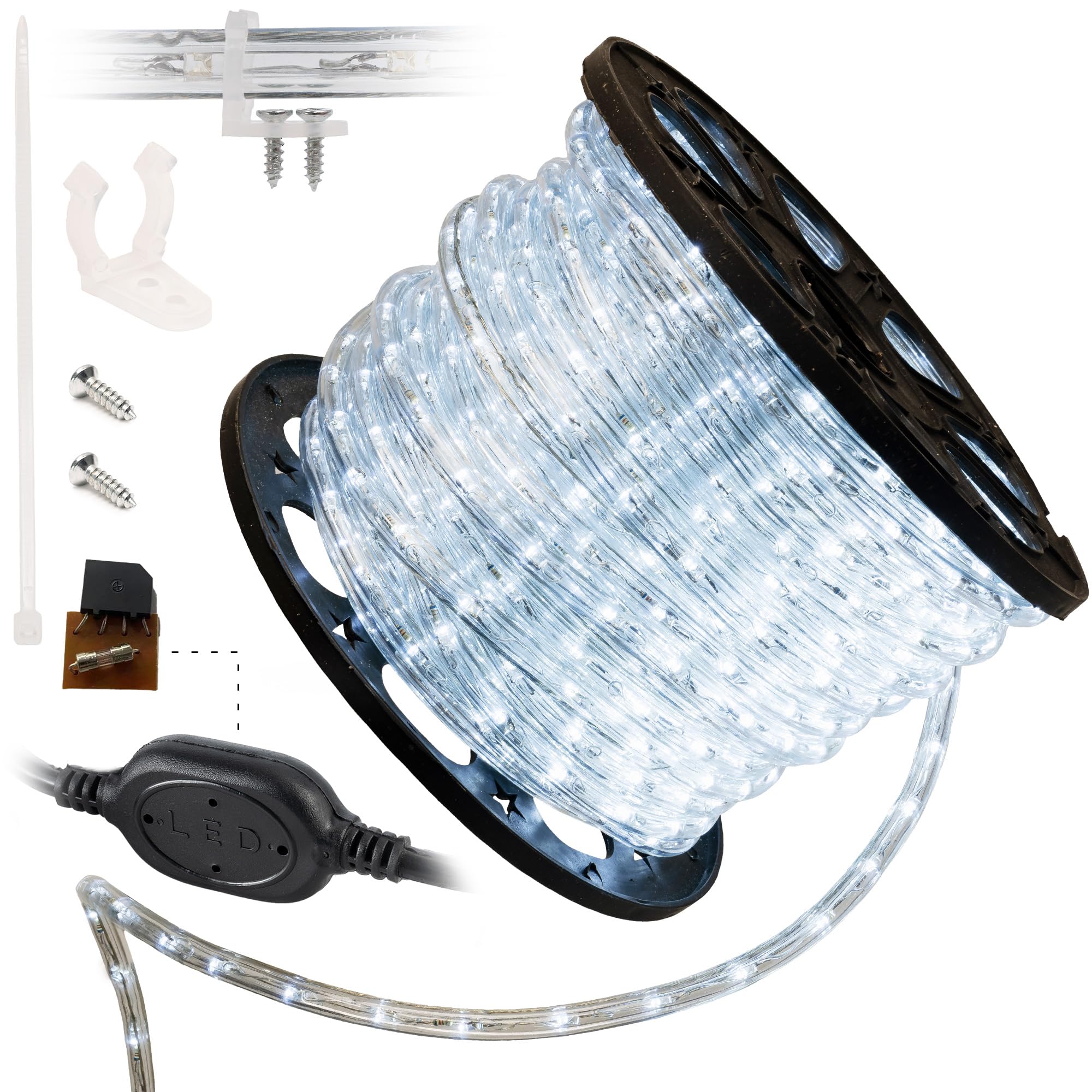 WYZworks 1656LEDs 150ft Outdoor LED Rope Lights - ETL Certified Waterproof, 360° Flexible & Connectable for Christmas, Palm Tree, Landscape Lighting - Cool White | Perfect for Patio, Garden, and Holiday Decorations