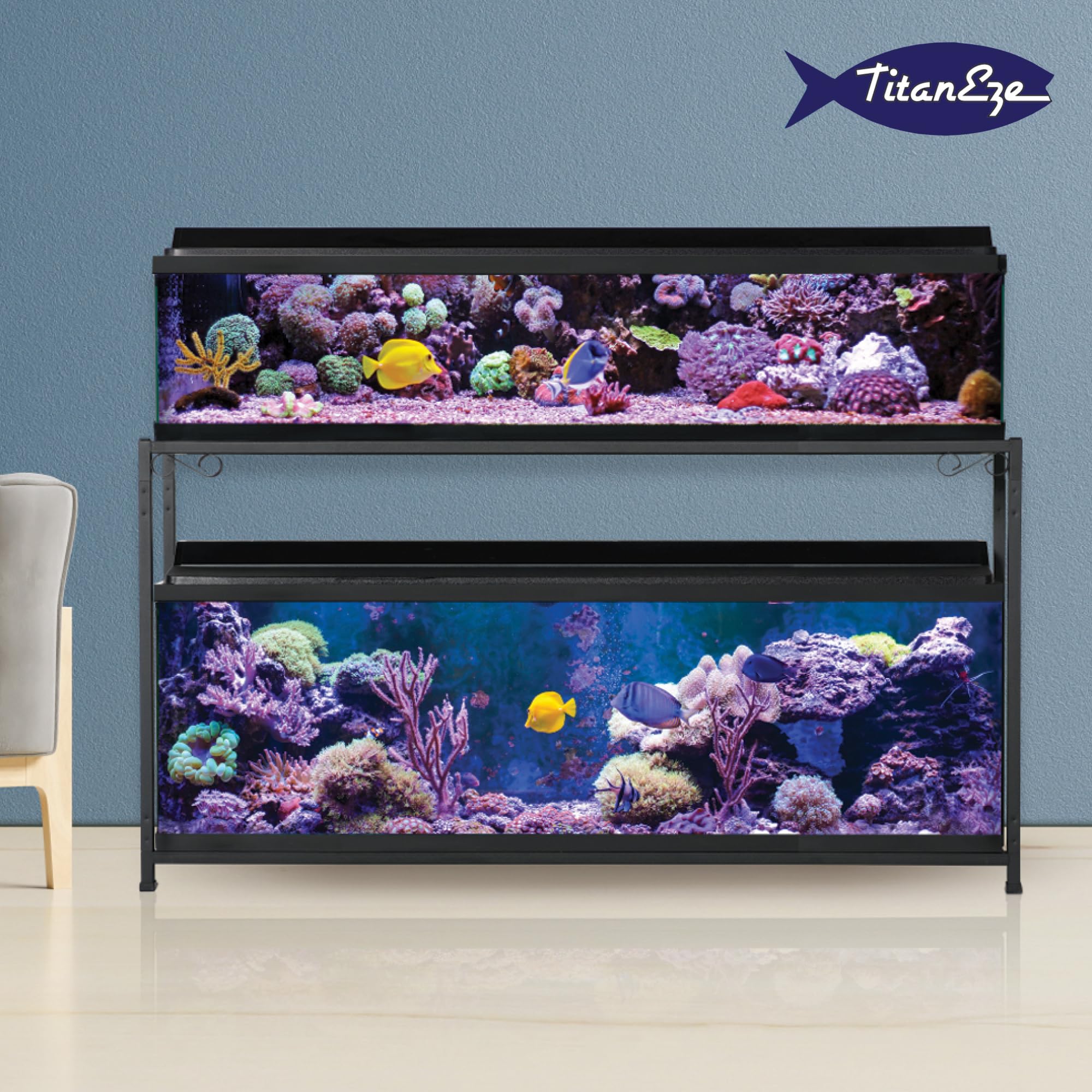 TitanEze 55 Gallon Double Aquarium Stand for Fish Tanks & Bird Cages - Heavy Duty 50.5