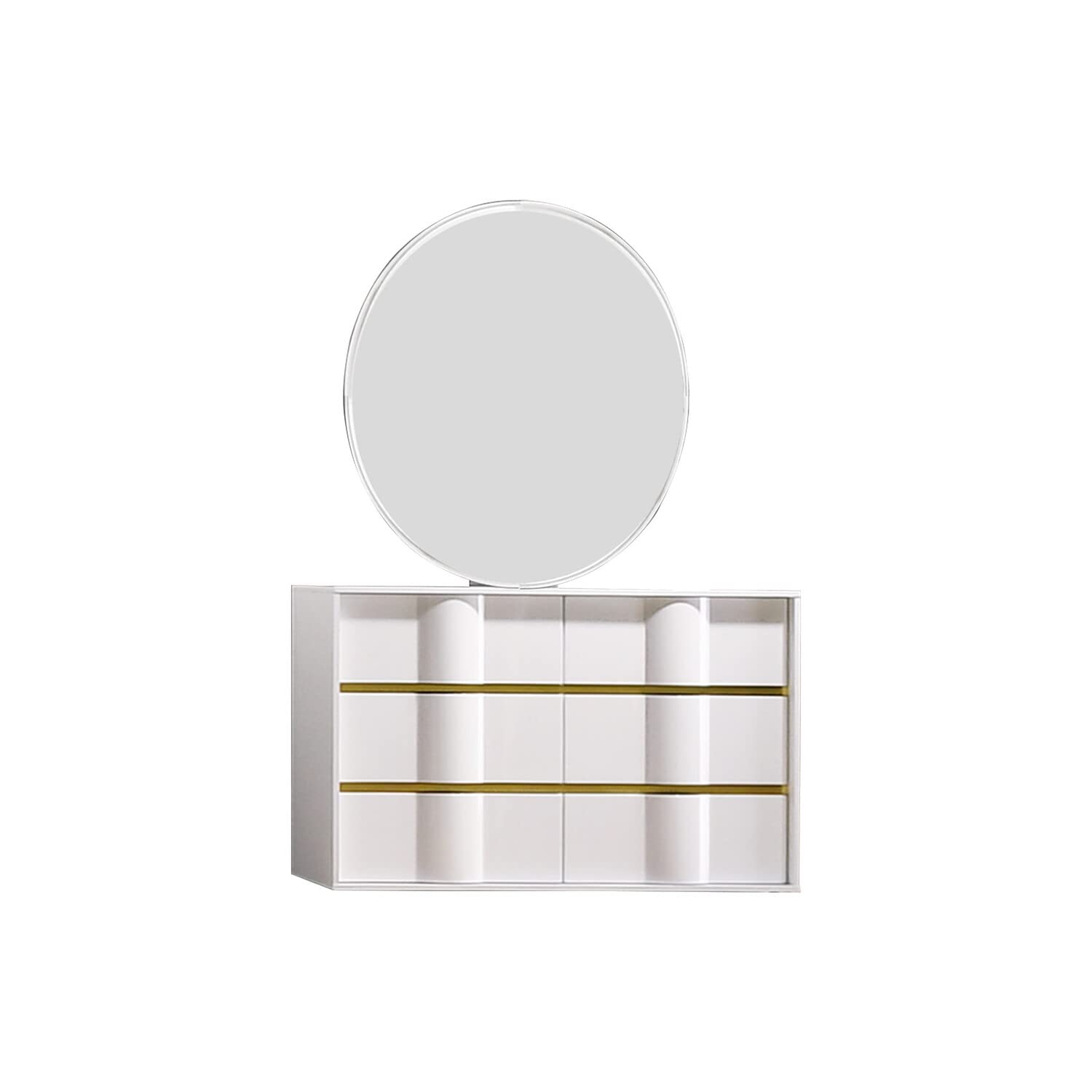 Elegant White and Gold Dresser with Mirror - Modern Bedroom Furniture Set for Home Decor & Organization | Perfect for Master Bedroom, Guest Room, or Dorm