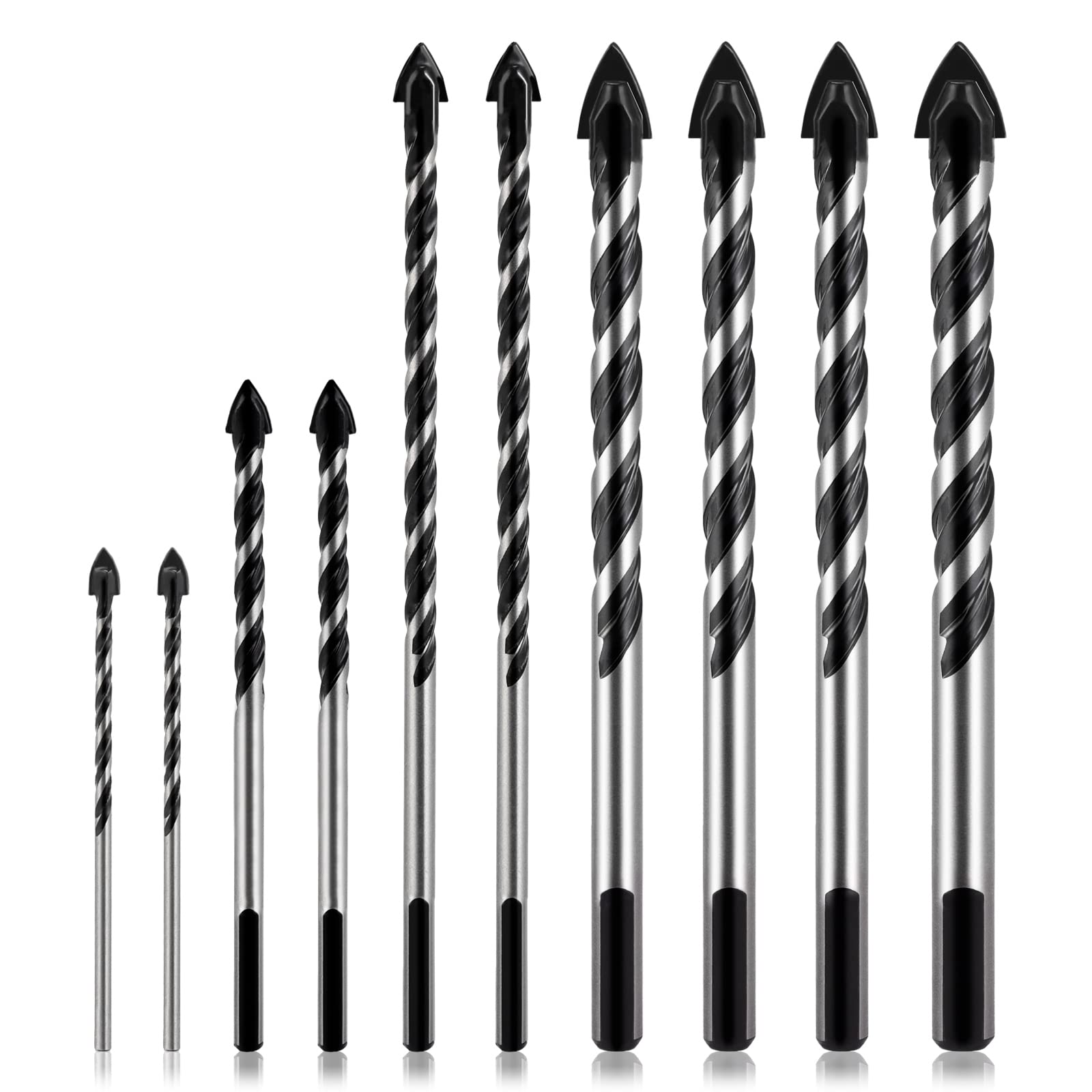 COMOWARE 10-Piece Carbide Masonry Drill Bit Set (1/8