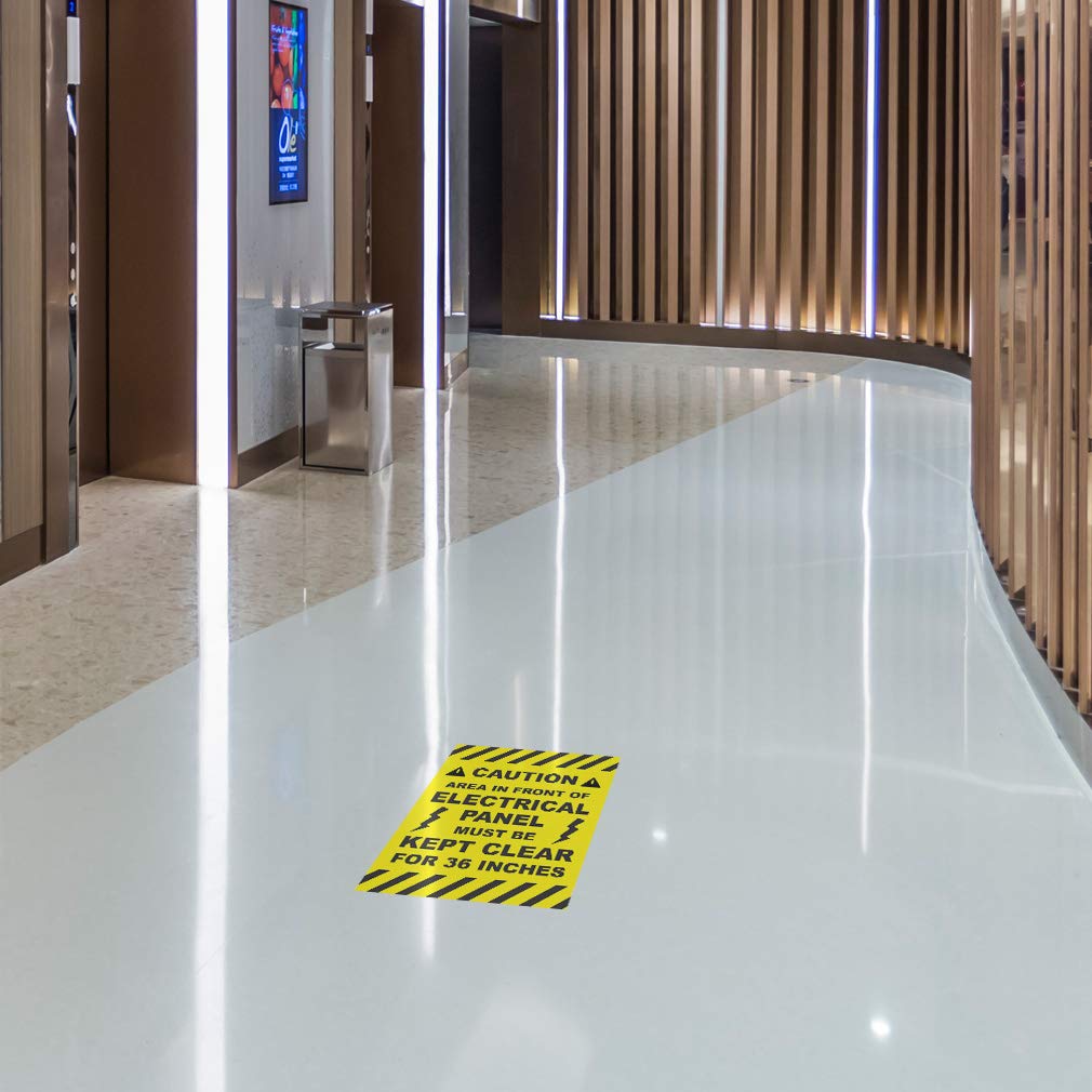 Yellow Anti-Slip Electrical Panel Floor Decals - 36 Inch Vertical Caution Signs for Industrial & Warehouse Safety - OSHA Compliant Hazard Warning Stickers for Workplaces, Factories and Electrical Rooms