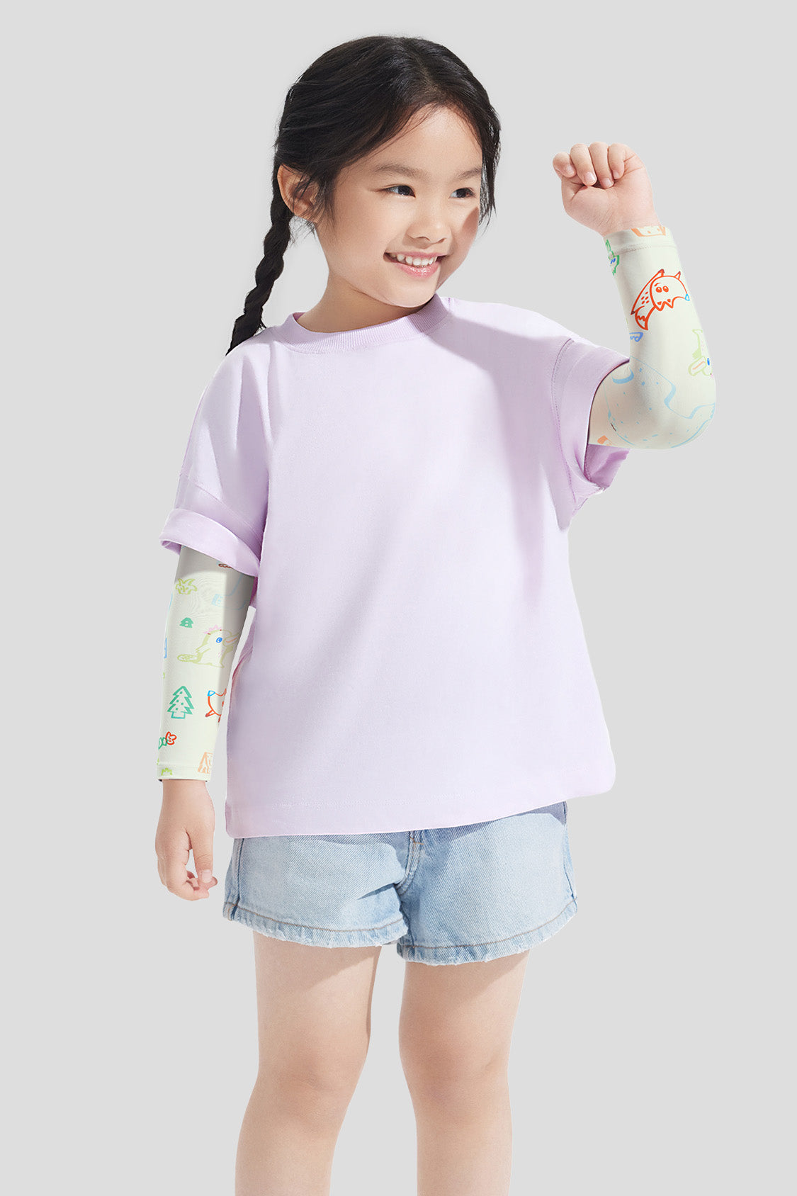 UPF50+ Kids Sun Protection Arm Sleeves - Cute & Breathable UV Sunblock Sleeves for Outdoor Play, Sports, and Beach Activities