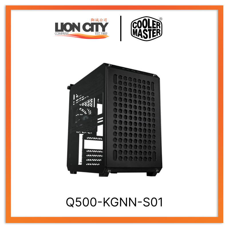 Cooler Master Q500 KGNN S01 Cm Qube 500 ATX Mid Tower PC Case with Tempered Glass Side Panel - Black | High Airflow Gaming Computer Case for Custom Builds & RGB Setups