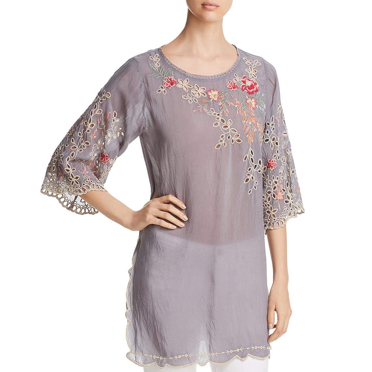 Johnny Was Women's Belina Embroidered Tunic Blouse - Boho Chic Top for Casual Wear, Beach Outfits & Layering
