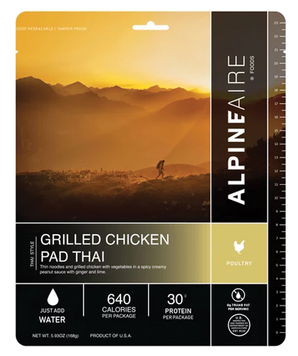 Alpine Aire Grilled Chicken Pad Thai - Freeze Dried Backpacking Meal | High Protein Camping Food | Lightweight Hiking & Emergency Preparedness Supplies | Perfect for Outdoor Adventures & Survival Kits
