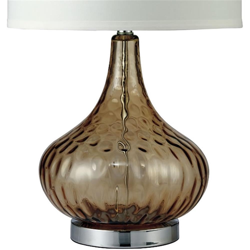 Harrington Contemporary Amber Orange Glass Table Lamp - Modern Home & Office Lighting for Living Room, Bedroom, or Study Desk