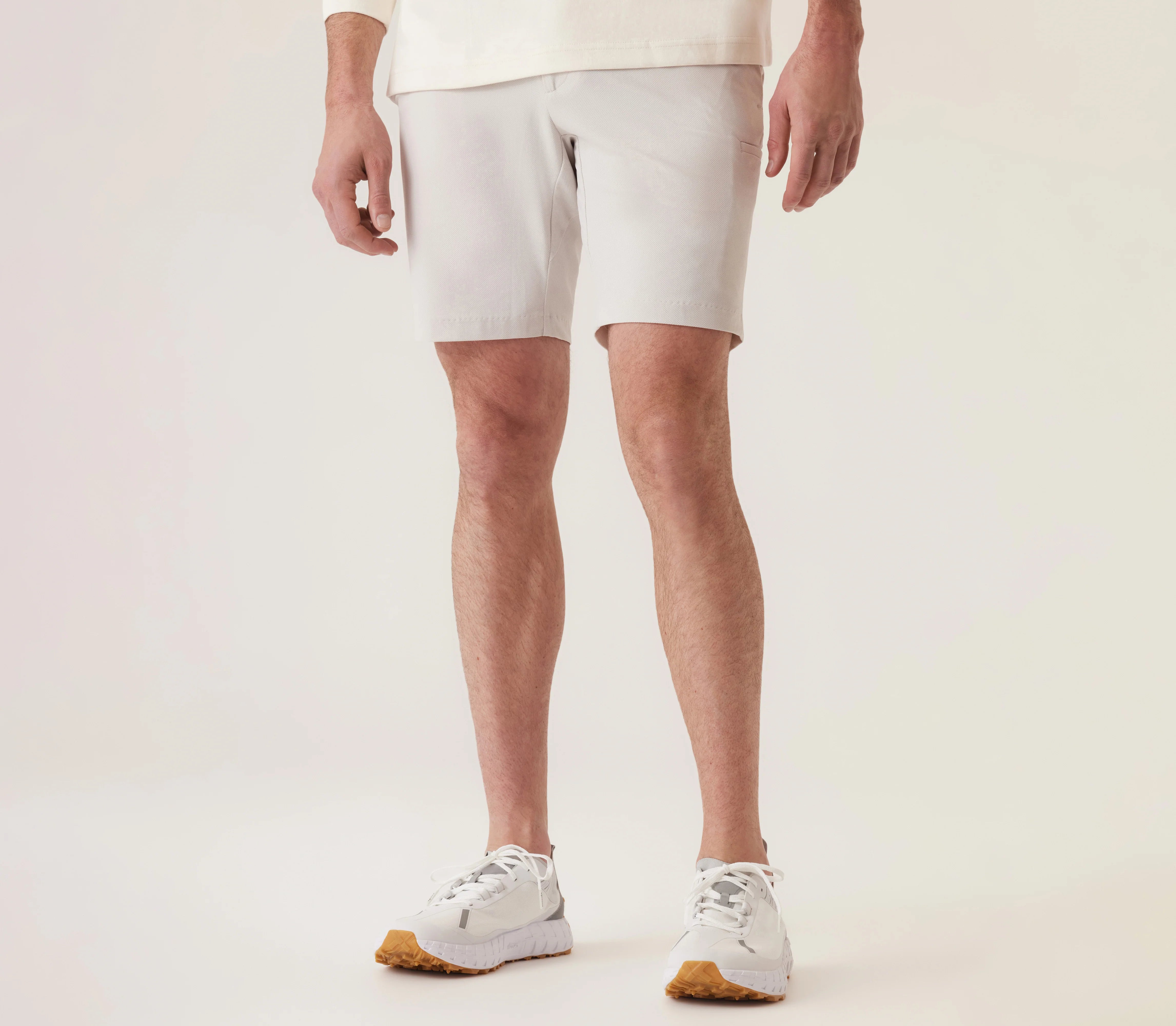 Men's Bermuda Shorts - Deke Momentumn Mobile Pulse Pique Warp Knit - Frost Gray - Comfortable & Stylish Casual Wear for Summer, Beach, and Outdoor Activities