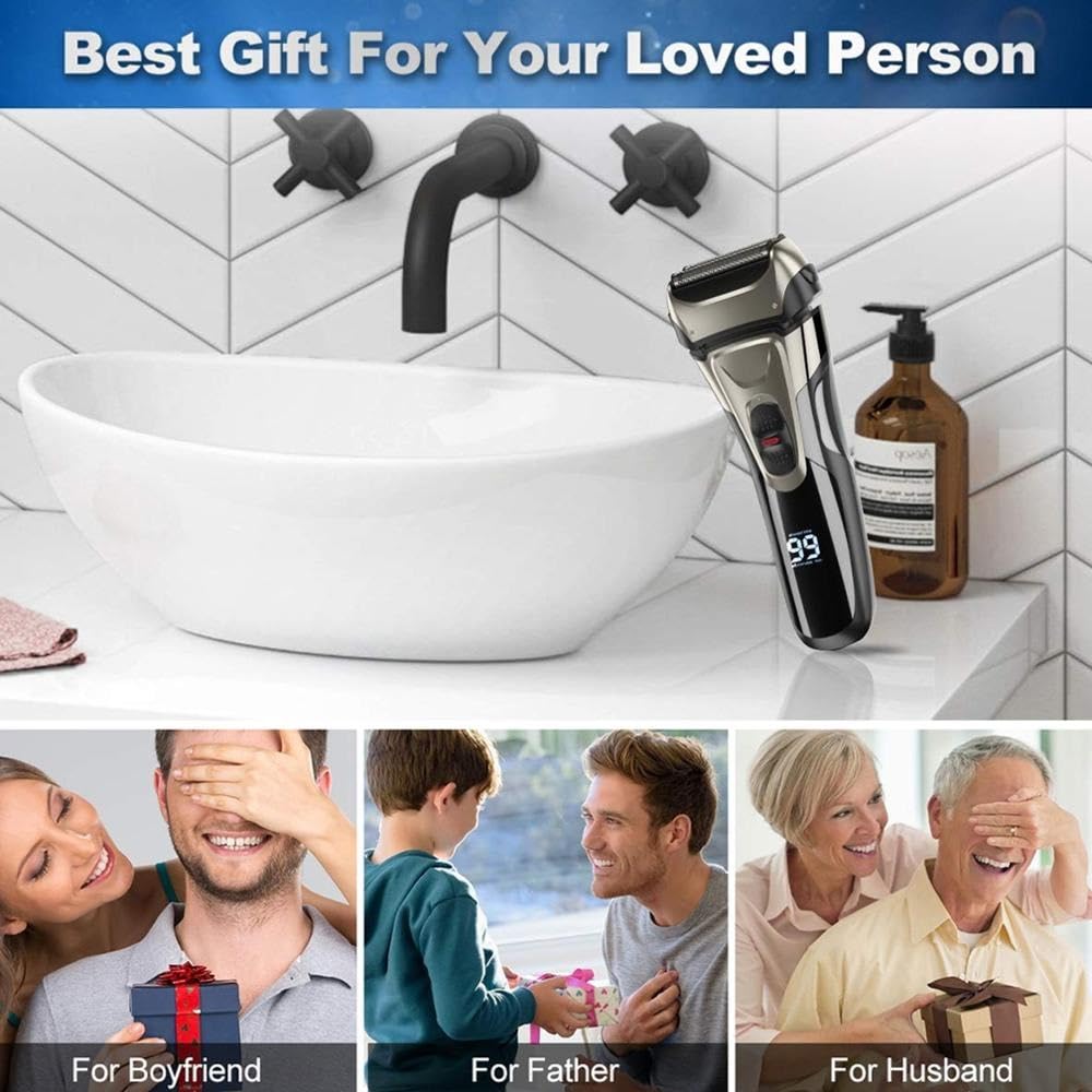 Best Electric Razor for Men - Rechargeable USB Shaver & Beard Trimmer with Washable Head - Perfect for Travel, Home & Gym Use